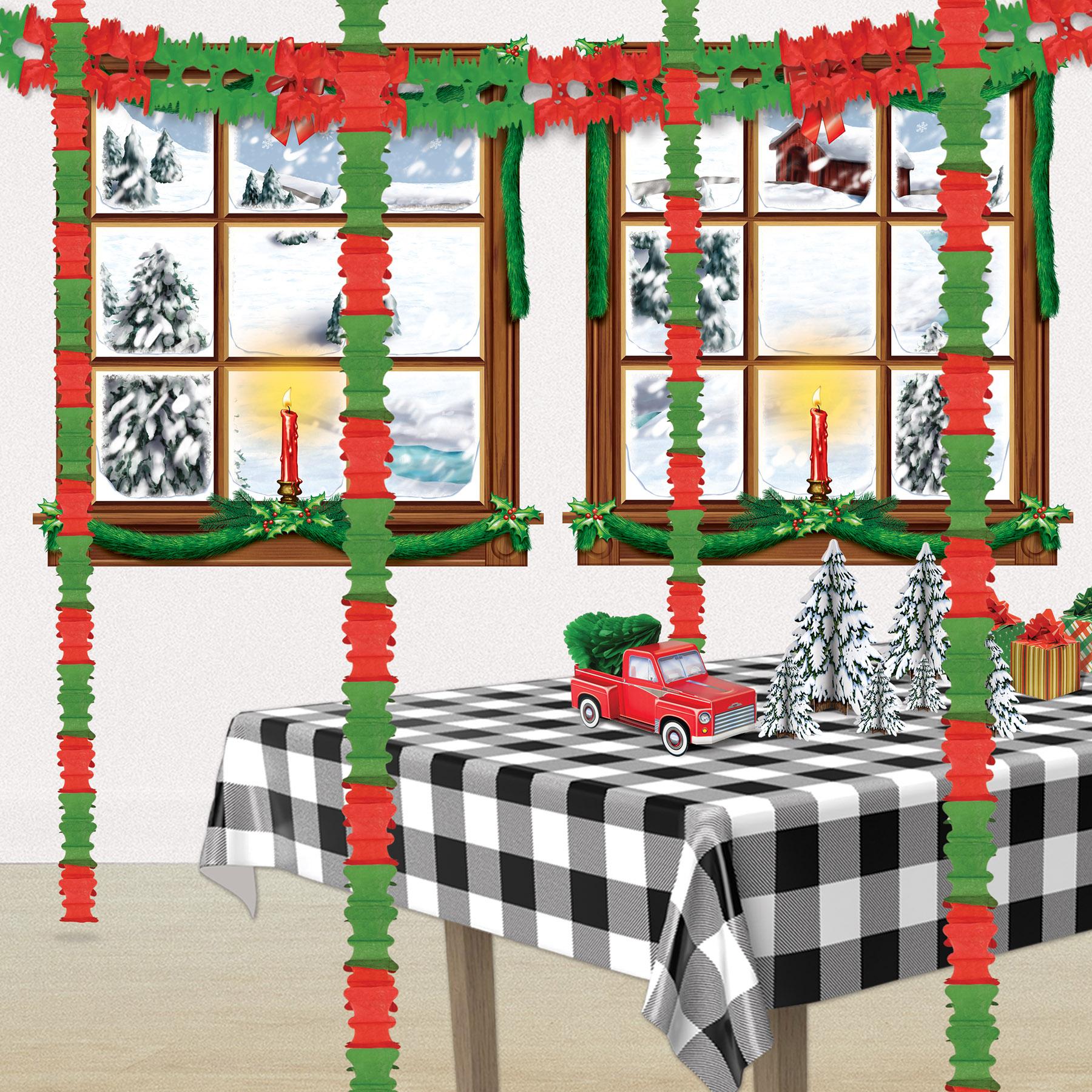 12 Pack Beistle Christmas Garland Decorations - Red and Green Holiday Party Decor for Tree, Mantel, and Home Festive Decorating