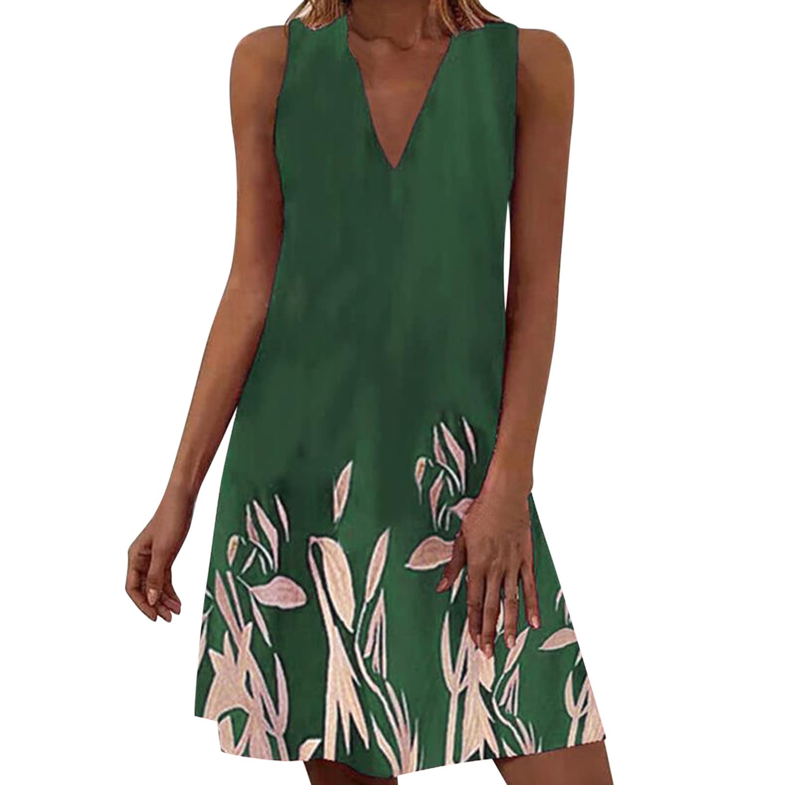 Women's Floral Boho Sundress - Casual Sleeveless Loose Swing Tank Dress for Summer | Beach Vacation, Date Night & Outdoor Parties