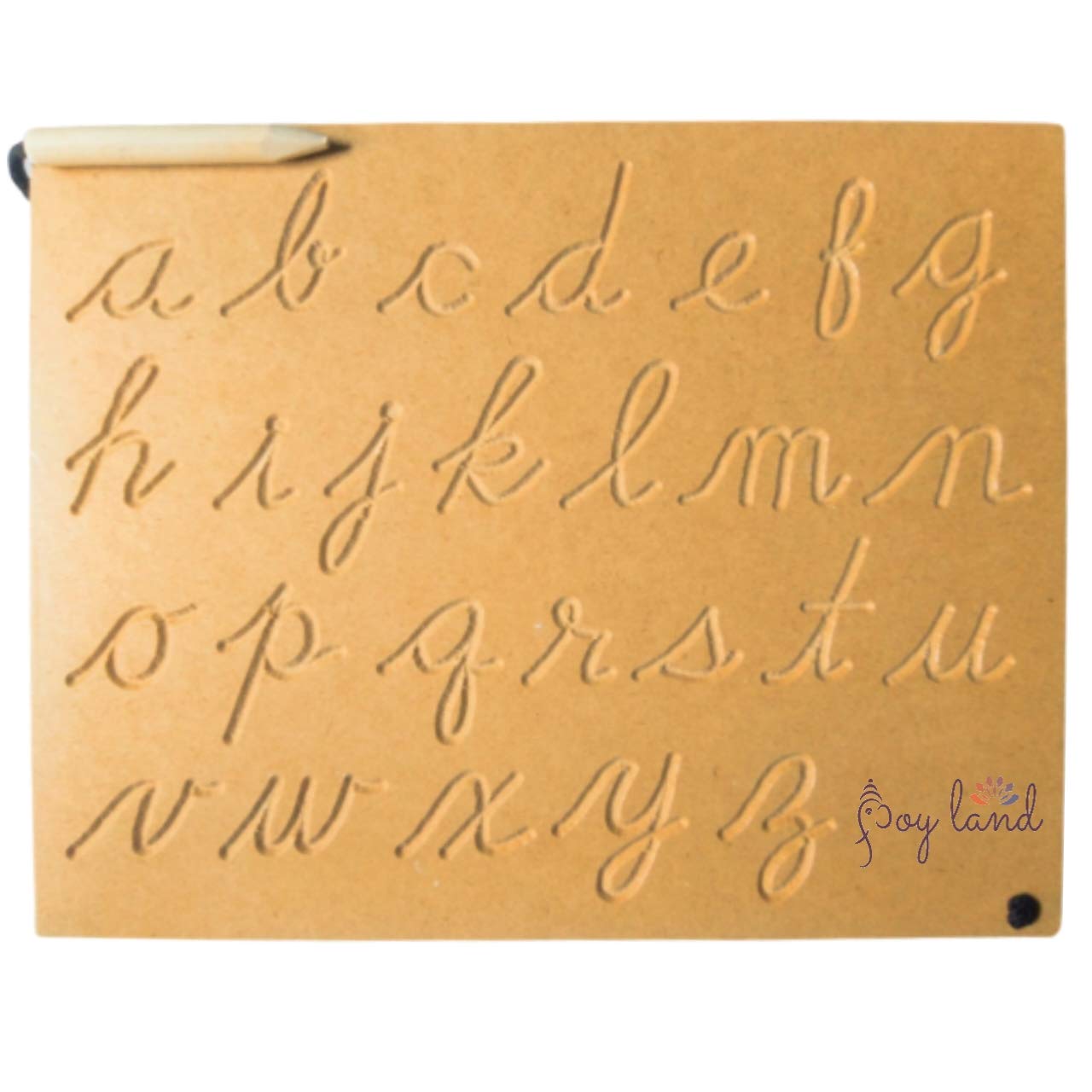 JOY LAND Hindi Alphabet Wooden Tracing Board with Dummy Pencil - Educational Writing Practice Slate for Kids | Montessori Learning Toy for Letter Formation | Perfect for Homeschooling & Preschool Activities (Small Cursive)