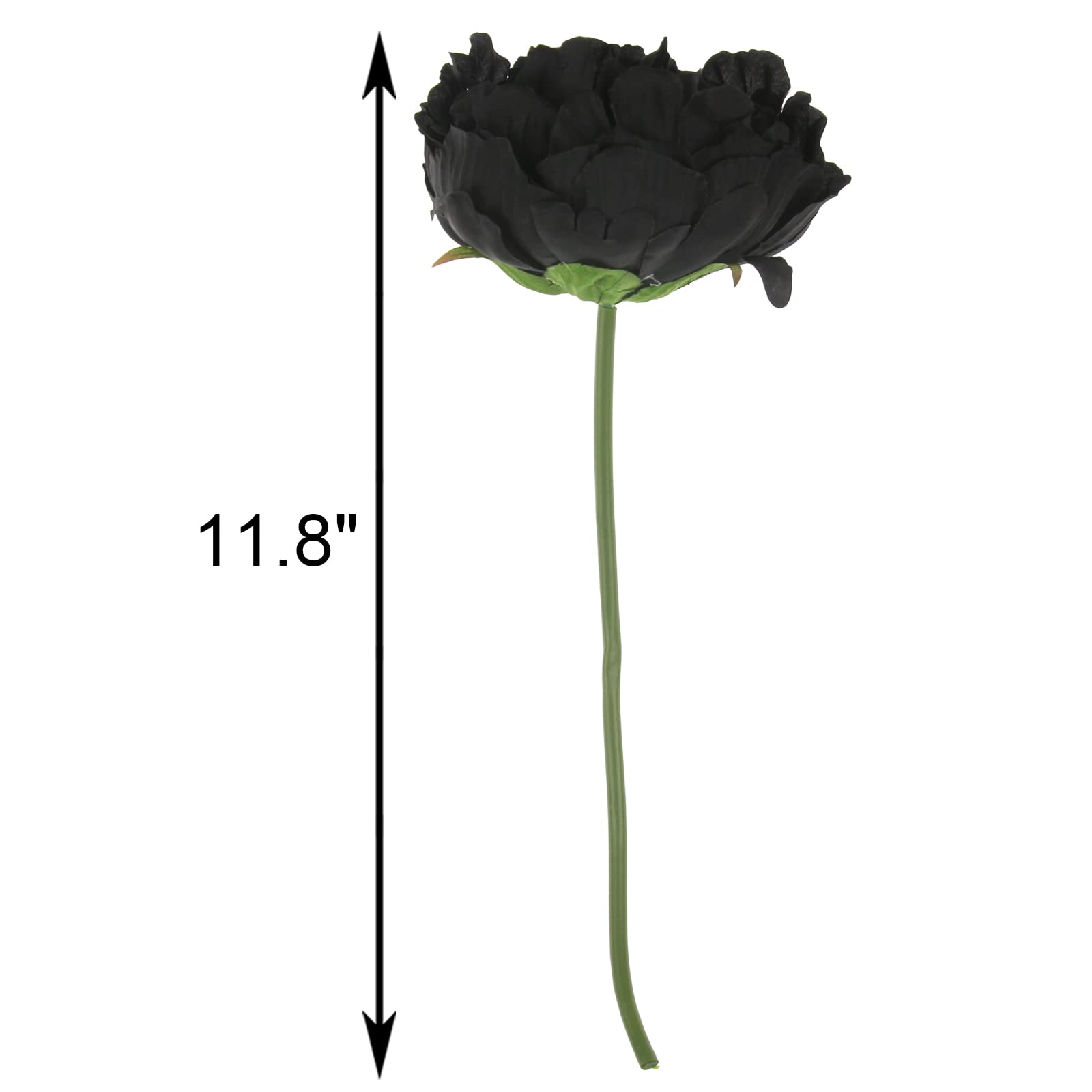 Tinsow 5-Pack Artificial Black Peony Flowers - Realistic Faux Silk Peonies for Home Decor, Halloween Party, Wedding Bouquets & Table Centerpieces (Black, 5 Pcs)