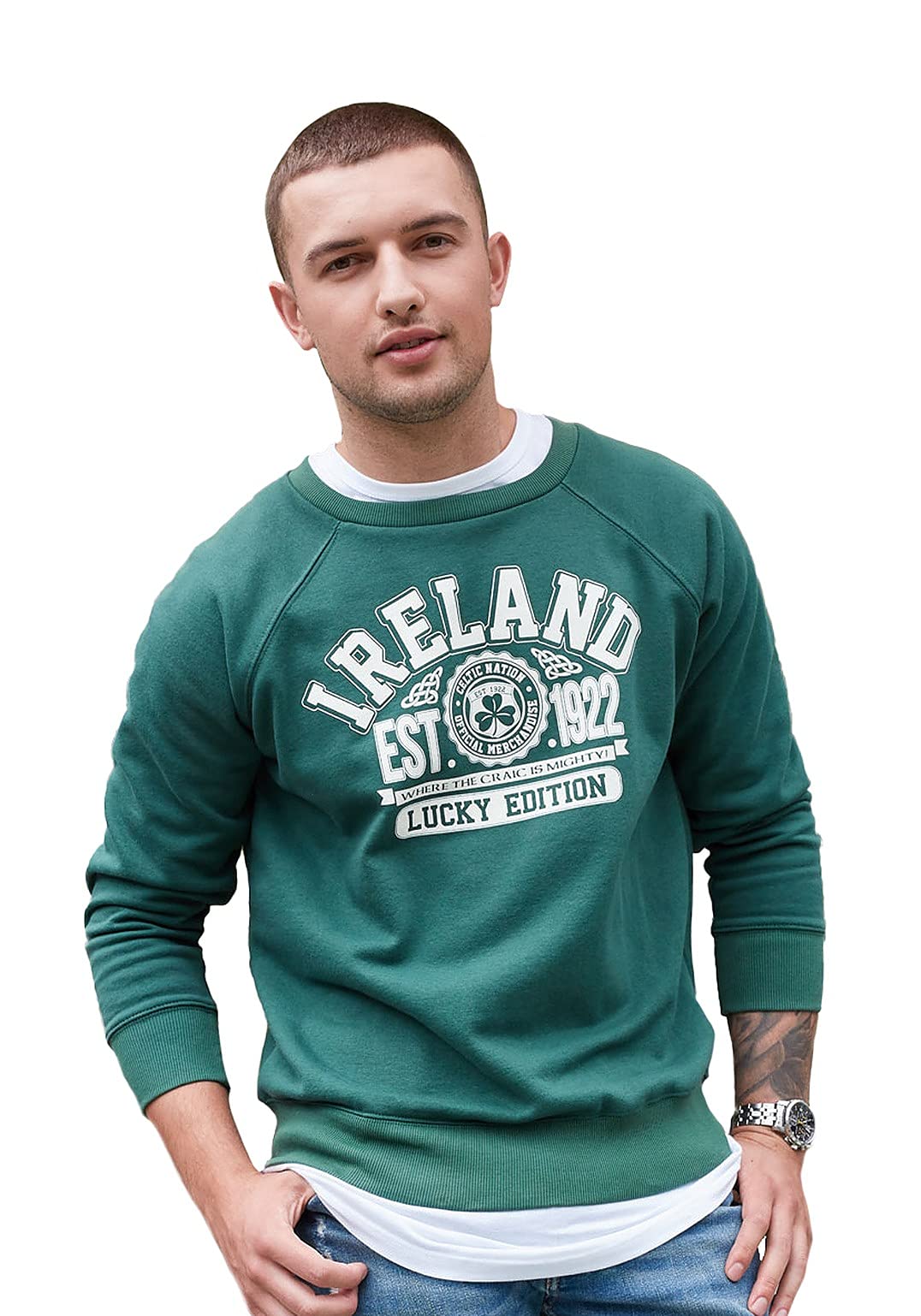 Traditional Craft Ltd Bottle Green Republic of Ireland Sweatshirt - Cozy Irish Heritage Pullover for Men & Women - Perfect for St. Patrick's Day, Casual Wear & Irish Pride Events
