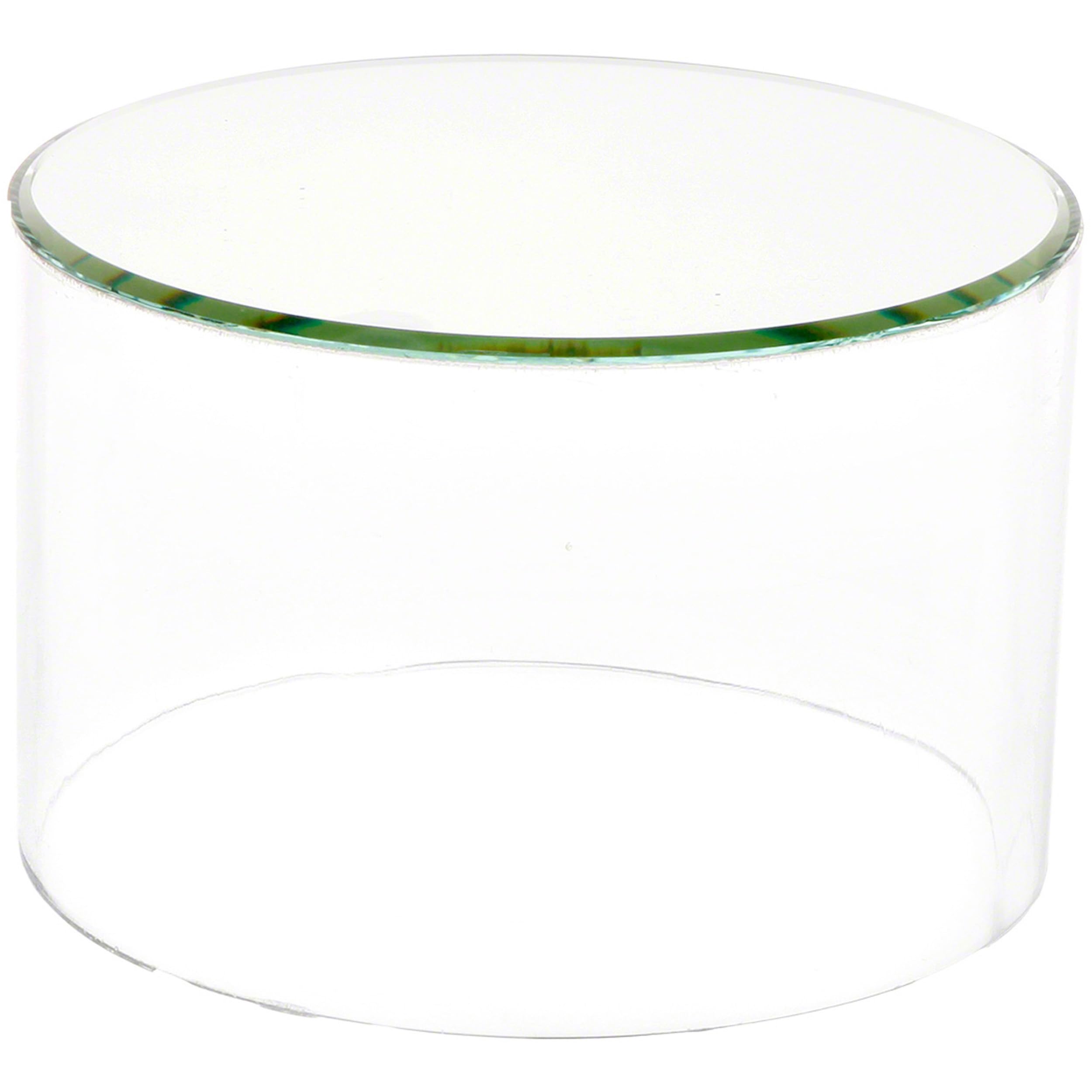 Plymor Clear Acrylic Cylinder Display Riser with Mirror Top - 4 Inch Height x 6 Inch Diameter (2 Pack) - Perfect for Retail Displays, Jewelry Showcase, and Cosmetic Counter Organization