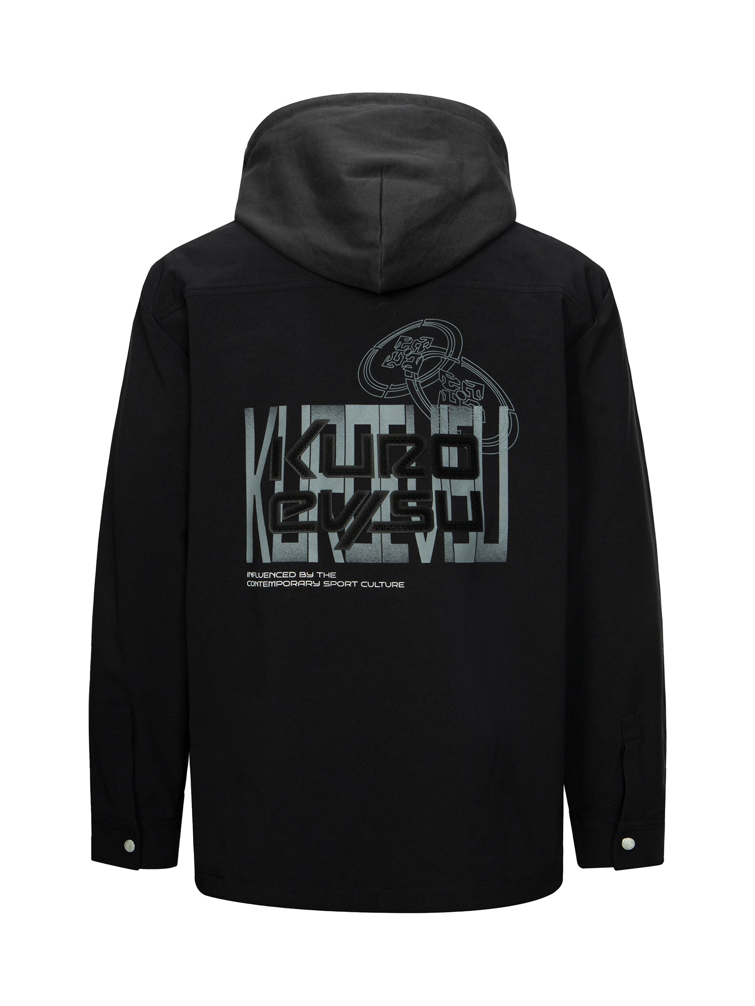 Stylish Logo & Kamon Print Regular Fit Shirt Jacket with Detachable Hood - Perfect for Casual Outings, Streetwear Fashion & Outdoor Activities