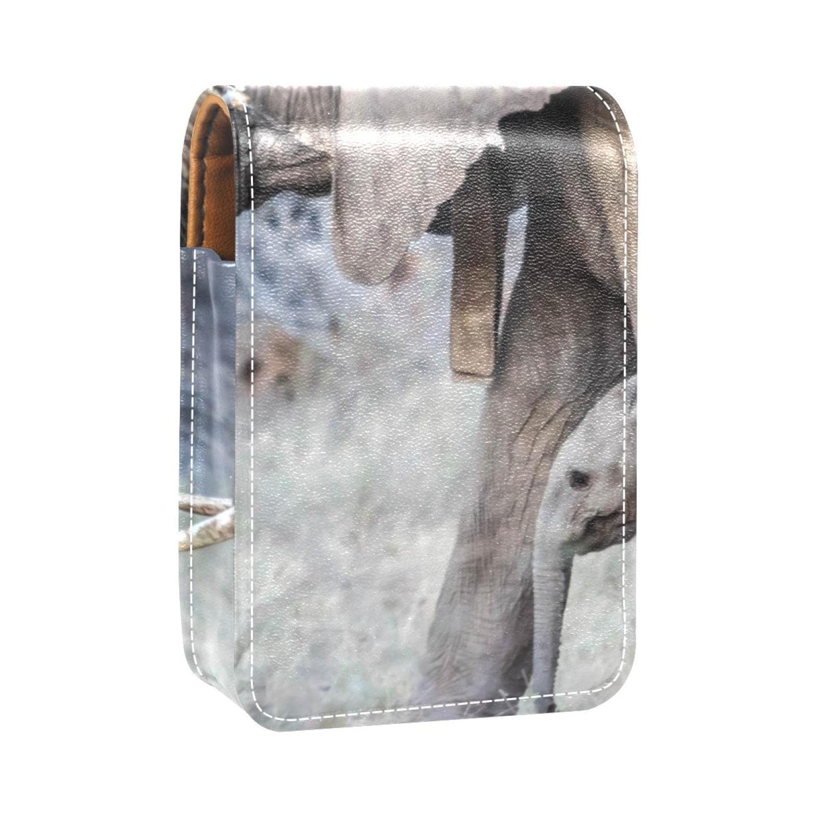 Personalized Lipstick Case - Portable Makeup Bag & Cosmetic Pouch Organizer with Mother & Baby Elephant Design - Perfect for Travel, Gift Giving & Daily Makeup Storage