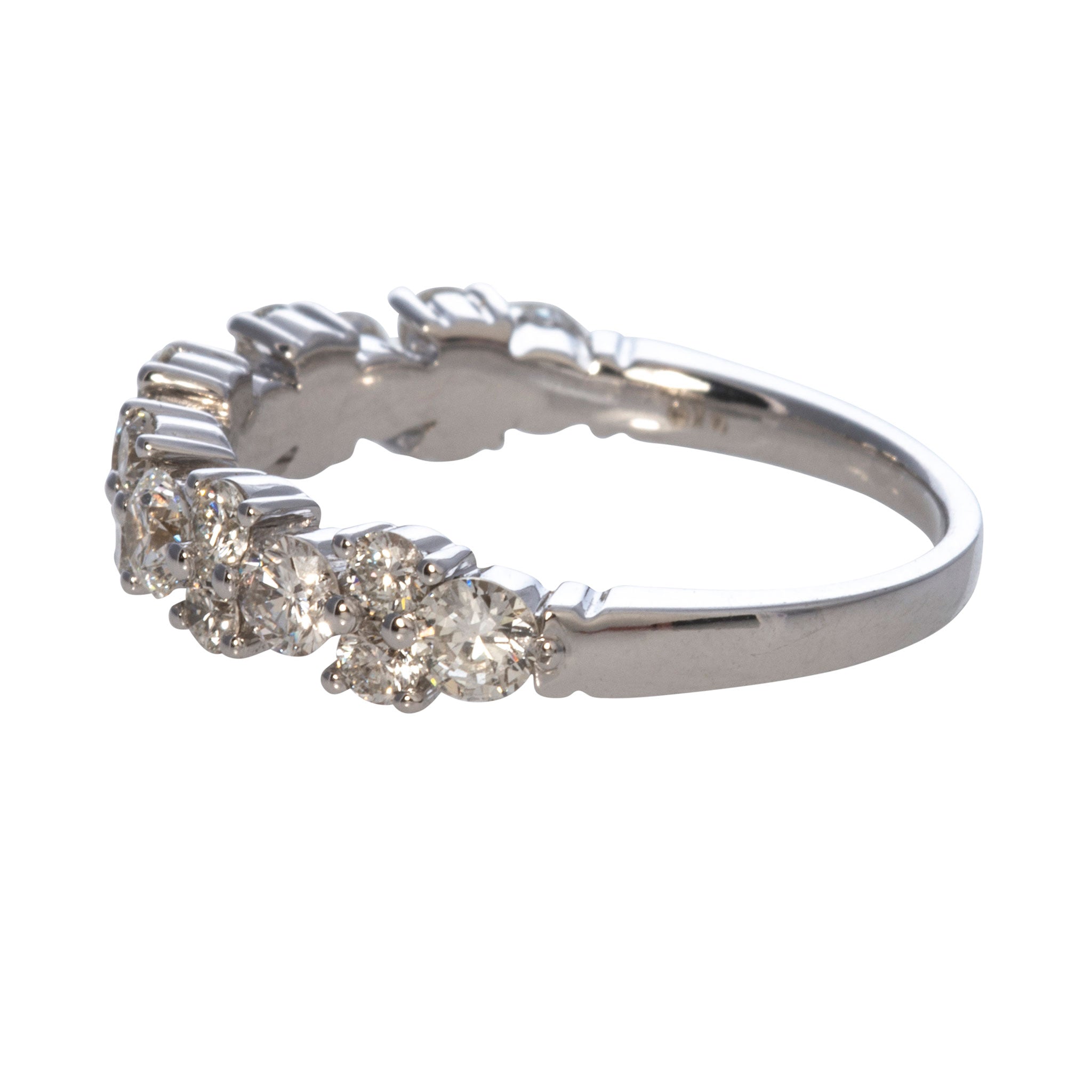 1.08ctw Round Brilliant Diamond Halfway 14K White Gold Wedding Band Ring for Women - Perfect for Engagement, Anniversary & Bridal Jewelry Gifts