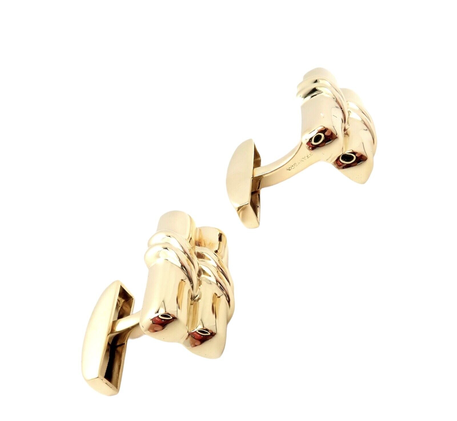 Authentic Tiffany & Co 18k Yellow Gold Double Bar Cufflinks - Luxury Men's Jewelry for Weddings & Formal Events