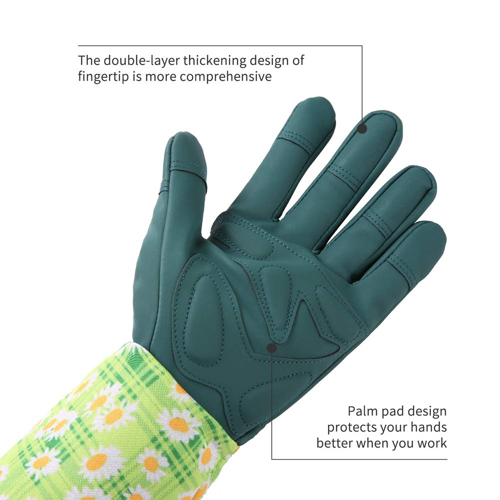 USAMYNA HANXIUCAO Leather Gardening Gloves for Women - Thorn Proof, Extended Long Rose Pruning Gloves - Perfect for Mother & Grandma Gardening Gifts (Blue) | Ideal for Rose Care, Flower Planting & Outdoor Garden Work