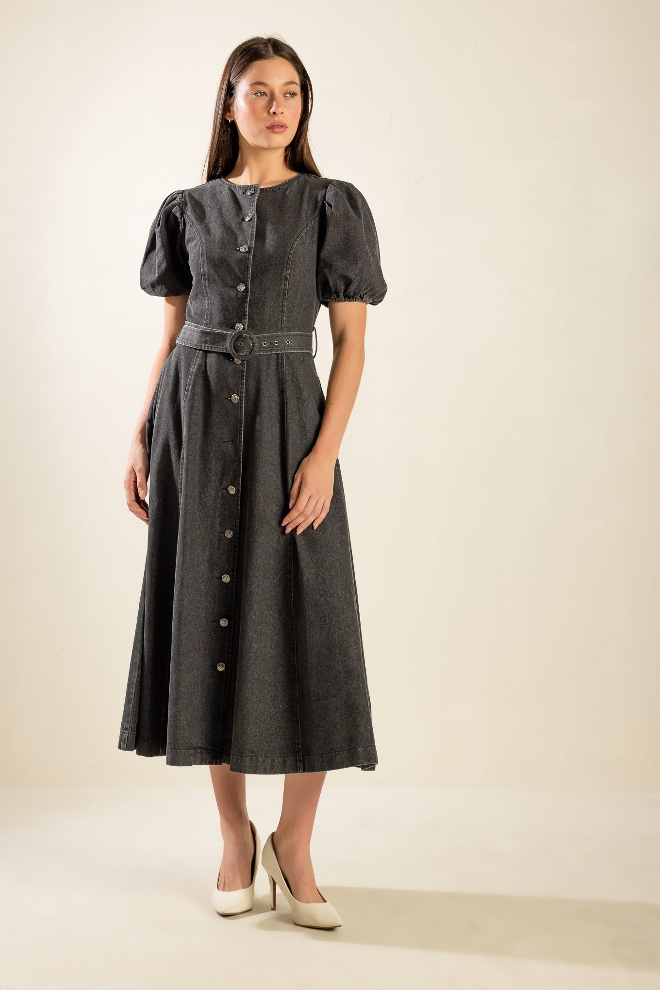 Stylish Black Denim Midi Dress for Women | Trendy Casual & Party Outfit | Perfect for Date Night, Office Wear & Evening Events
