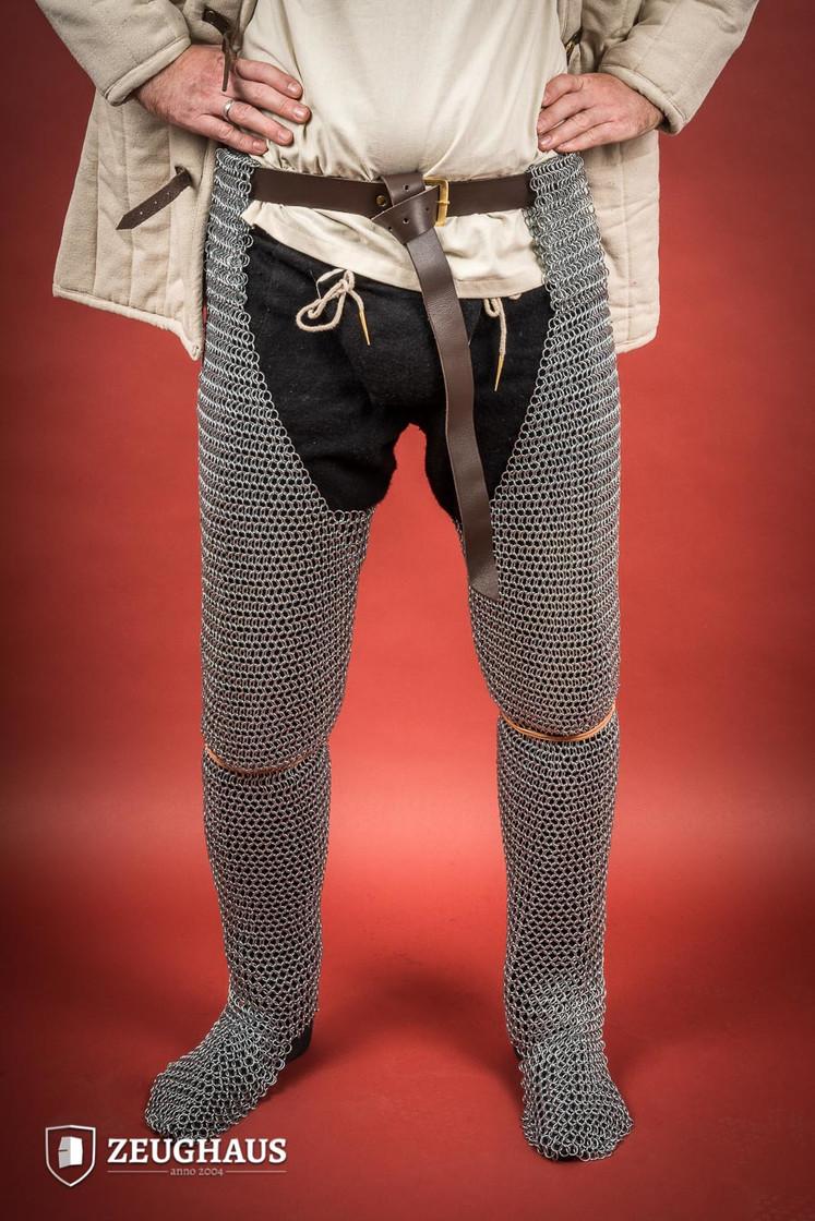 Chainmail Chausses with 10mm Galvanized Round Rings - Medieval Leg Armor for LARP, Cosplay & Historical Reenactment