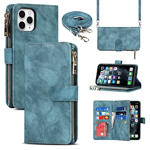 9 Card Slots Lanyard Blue