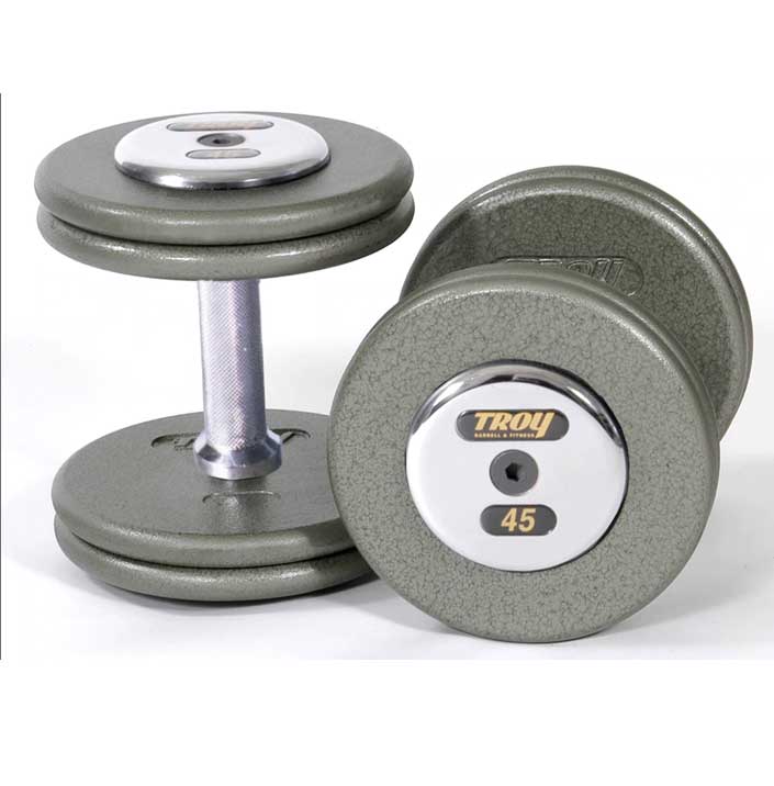 Troy Iron Pro Style Hammertone Dumbbell Set - 15-50lbs Adjustable Weight for Home Gym, Strength Training & CrossFit Workouts | Heavy Duty Cast Iron Construction | Perfect for Muscle Building & Fitness Enthusiasts