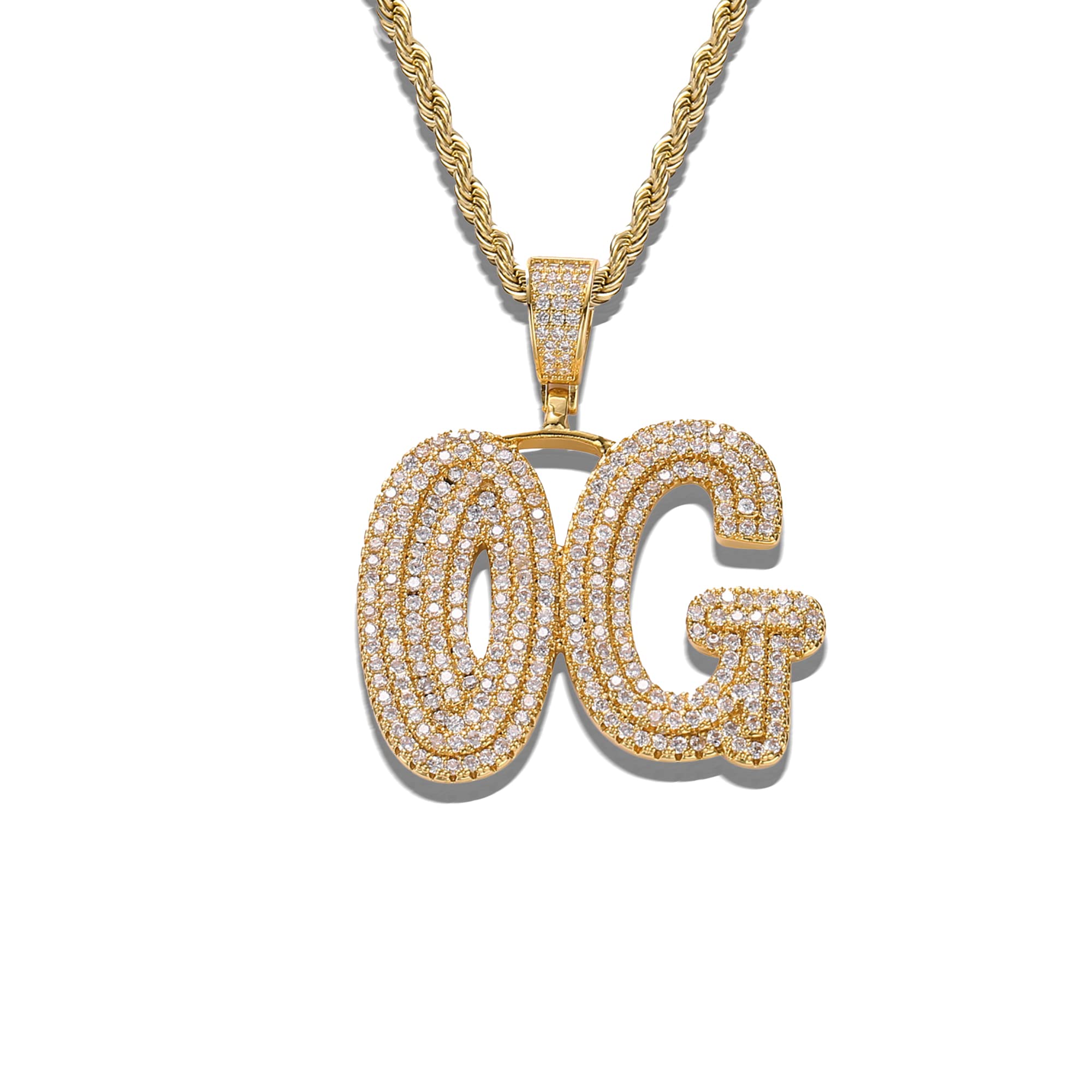 Custom Iced Out Name Necklace - Personalized Diamond Baguette Letter Pendant with 24
