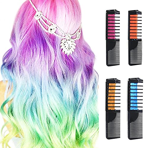 ZITIANY Washable Hair Chalk Comb - Temporary Hair Color for Kids & Girls - Non-Toxic DIY Hair Dye for Birthday Parties, Halloween, Christmas & Costume Events (One Size, 12 Vibrant Colors)