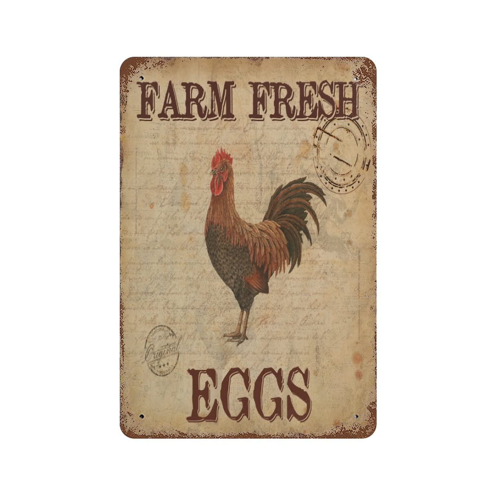 8x12 Inch Vintage Chicken Coop Decor Aluminum Sign - Rustic Farmhouse Egg Market Poster for Barn, Bathroom & Yard - Retro Chicken Themed Gift & Home Decor