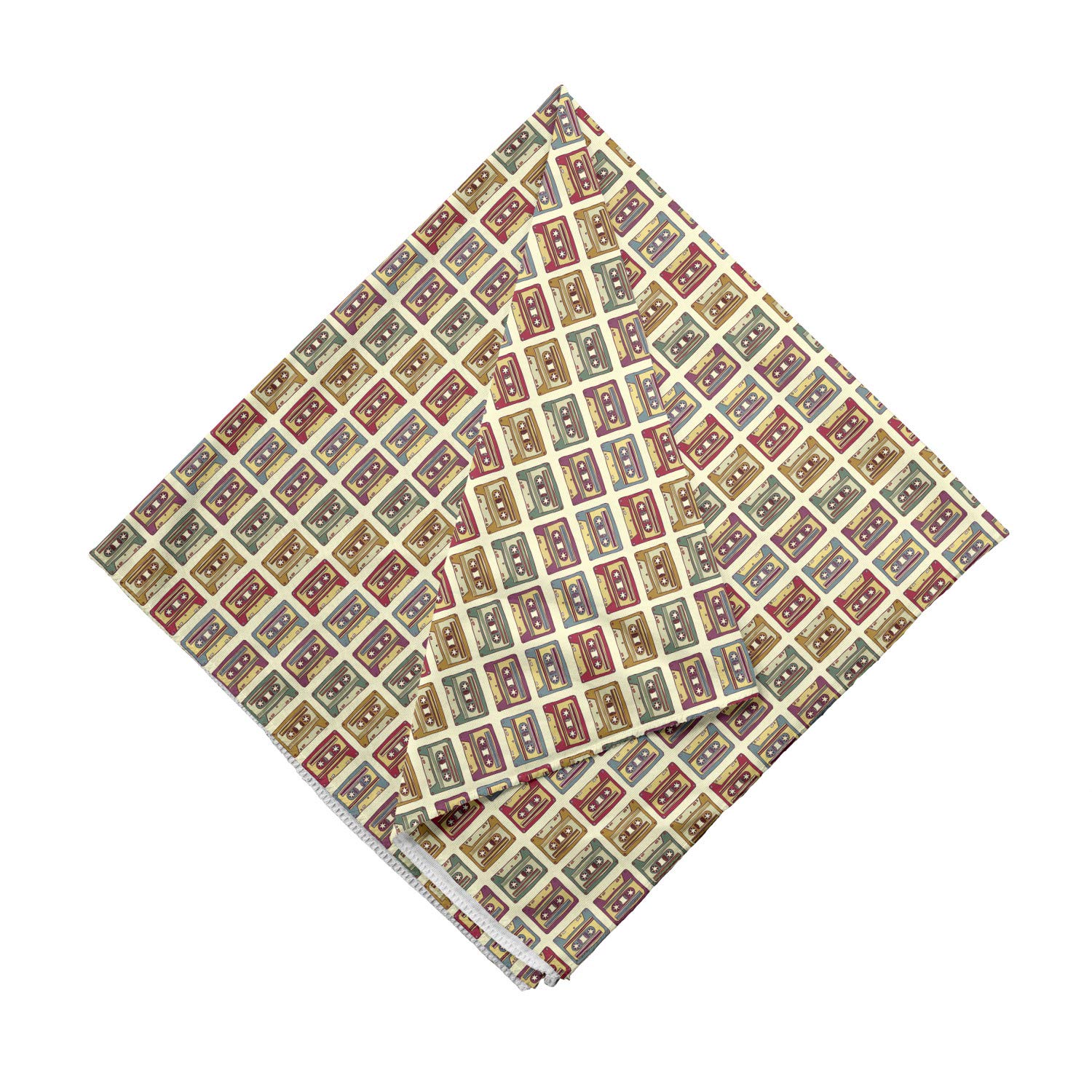 Ambesonne Retro Bandana - Vintage Audio Cassettes Music Design - Unisex Head & Neck Scarf for Men & Women - Perfect for Music Lovers, Concerts, and 80s Theme Parties