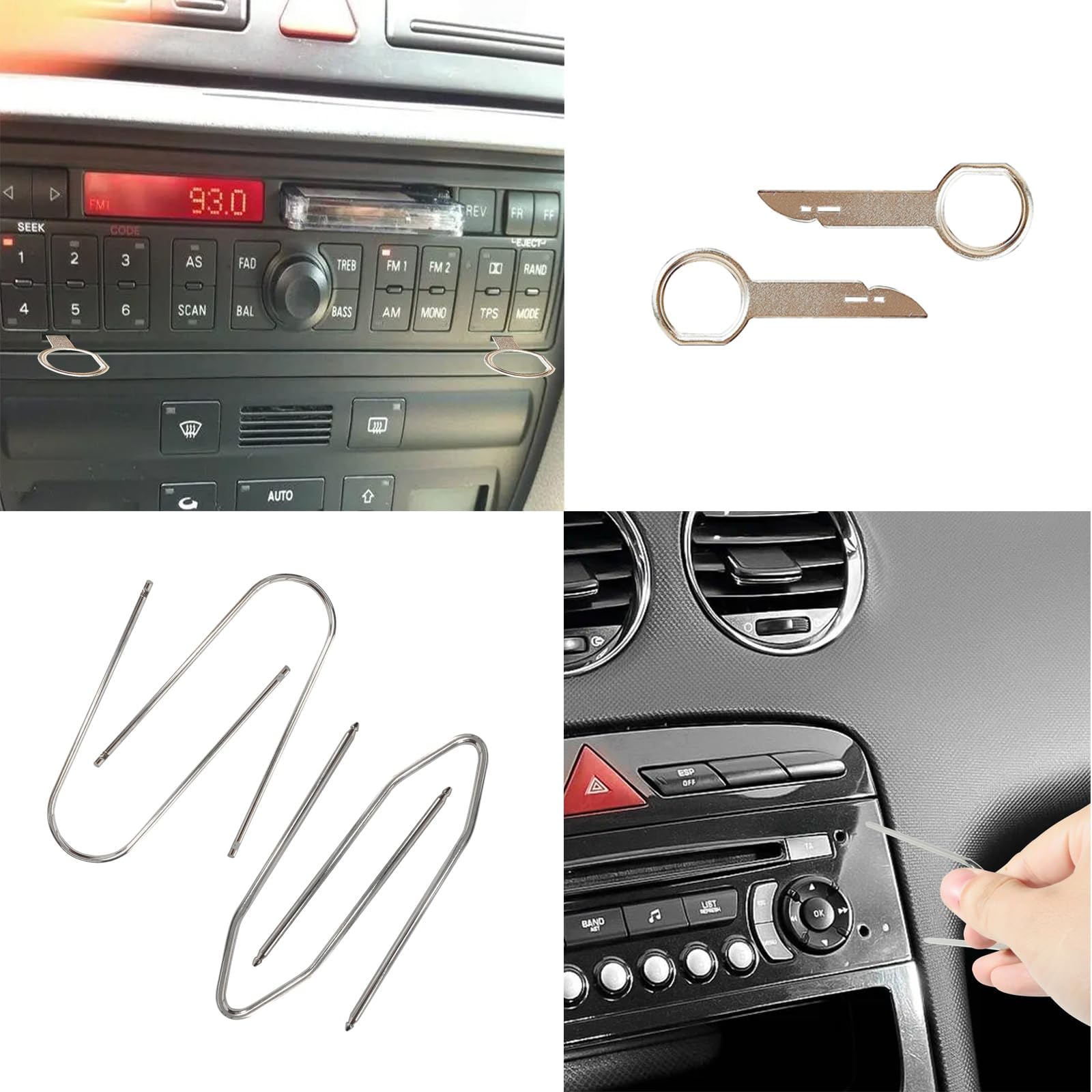 6-Piece Car Radio Removal Tool Kit - U & V Shape Keys for Stereo, DVD, Audio System Installation & Removal - Perfect for DIY Car Repairs & Upgrades