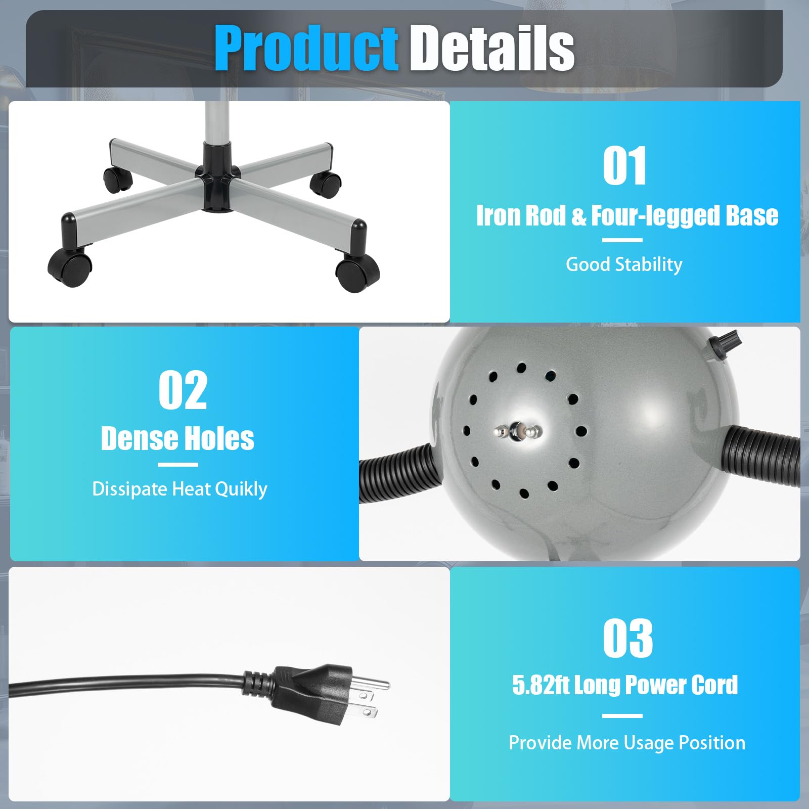 Professional 5-Head Infrared Hair Dryer for Salons - Adjustable Flexible Arms for Perming, Dyeing & Styling | Perfect for Salon Treatments, Home Hair Care & Professional Hairstyling