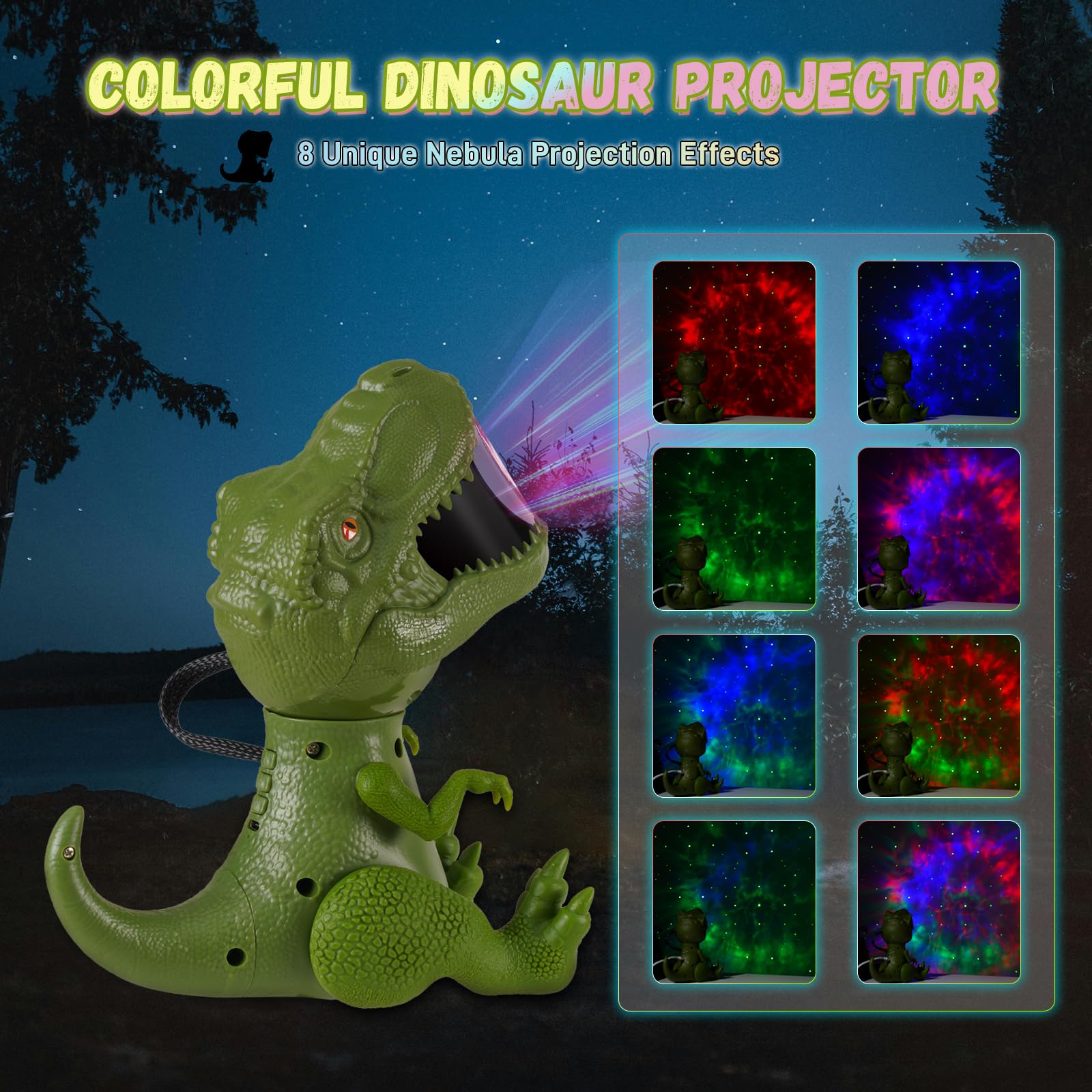 Dinosaur Galaxy Projector Night Light for Kids - Star Projector with Timer, 3D Playable Dinosaur Decor for Bedroom, Nursery & Living Room | Perfect for Sleep Aid, Birthday Gifts & Christmas Surprise