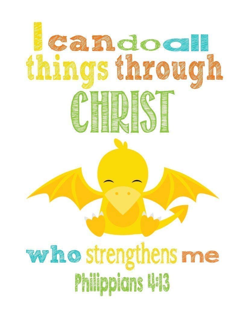 Dinosaur Nursery Decor Set - Bible Verse Prints for Kids' Room