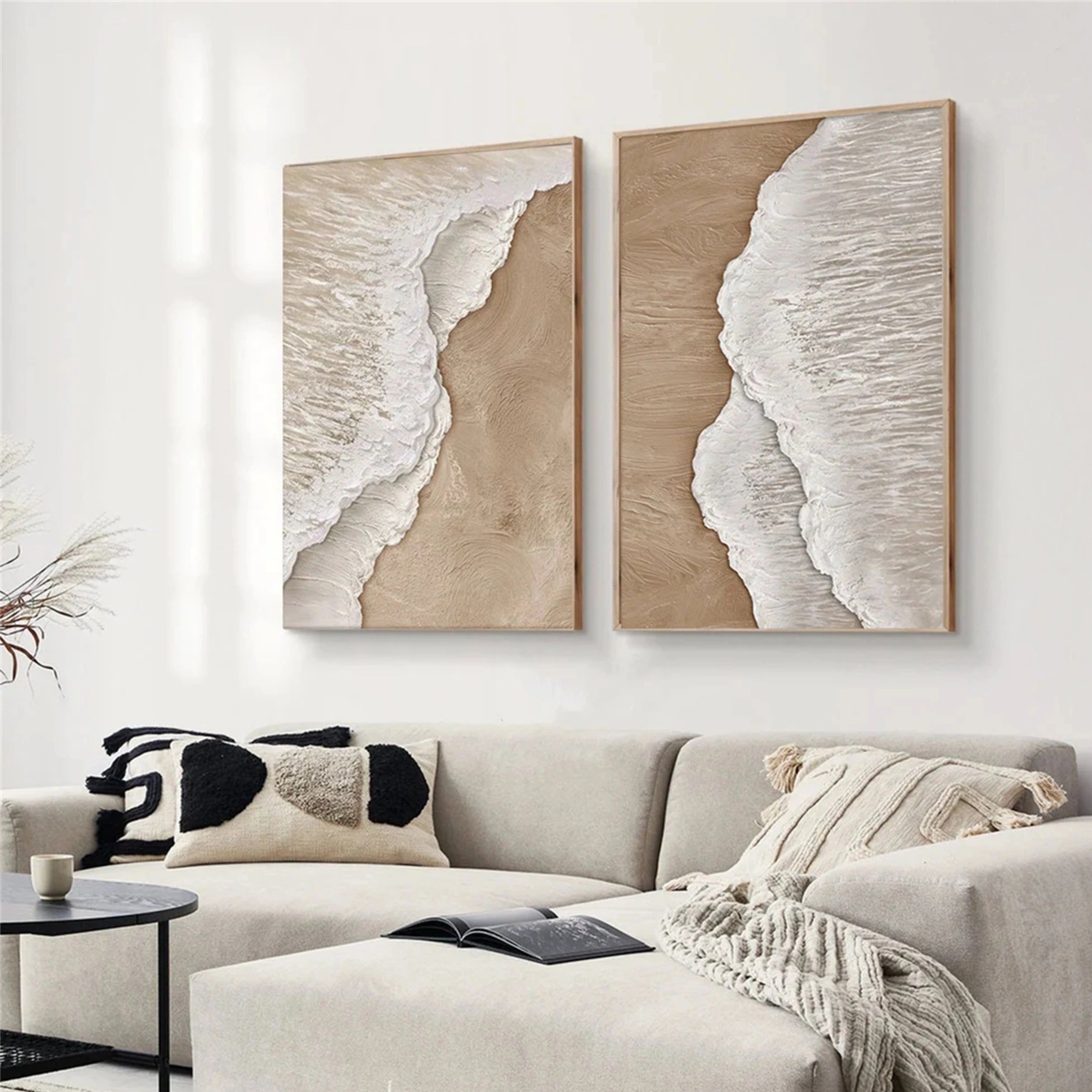 Ocean and Sky Painting Set of 2 - Handmade Canvas Wall Art for Home & Office Decor - Perfect for Living Room, Bedroom or Beach House