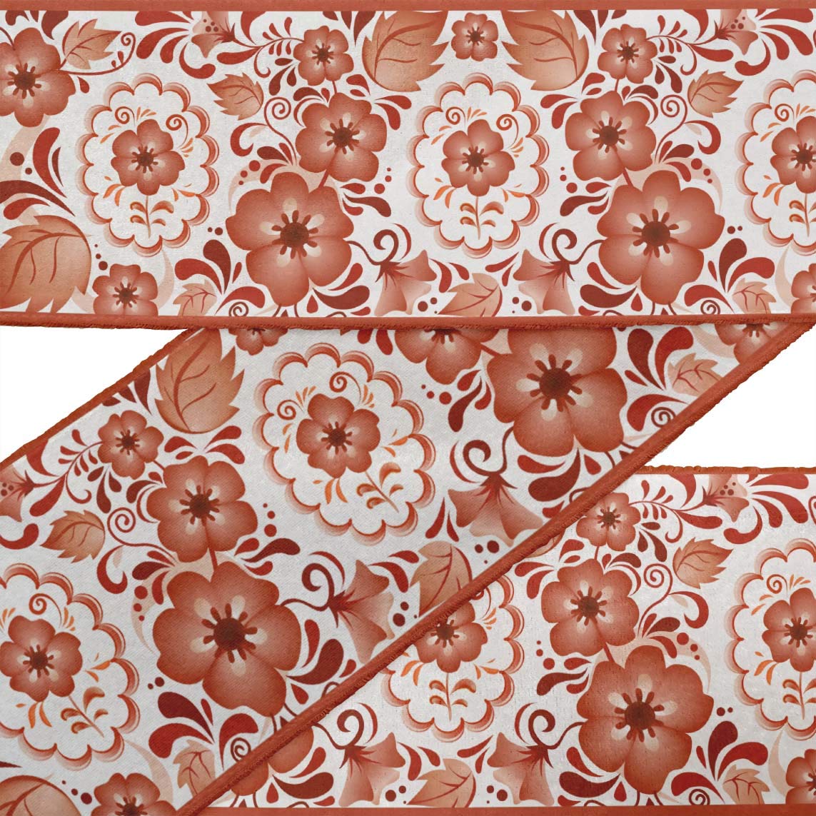 White Leaves & Floral Printed Dupion Fabric Ribbon Trim - 9 Yards, 4 Inches Wide for DIY Crafts, Sewing, Dressmaking & Home Decor Projects | IBA IndianBeautifulArt