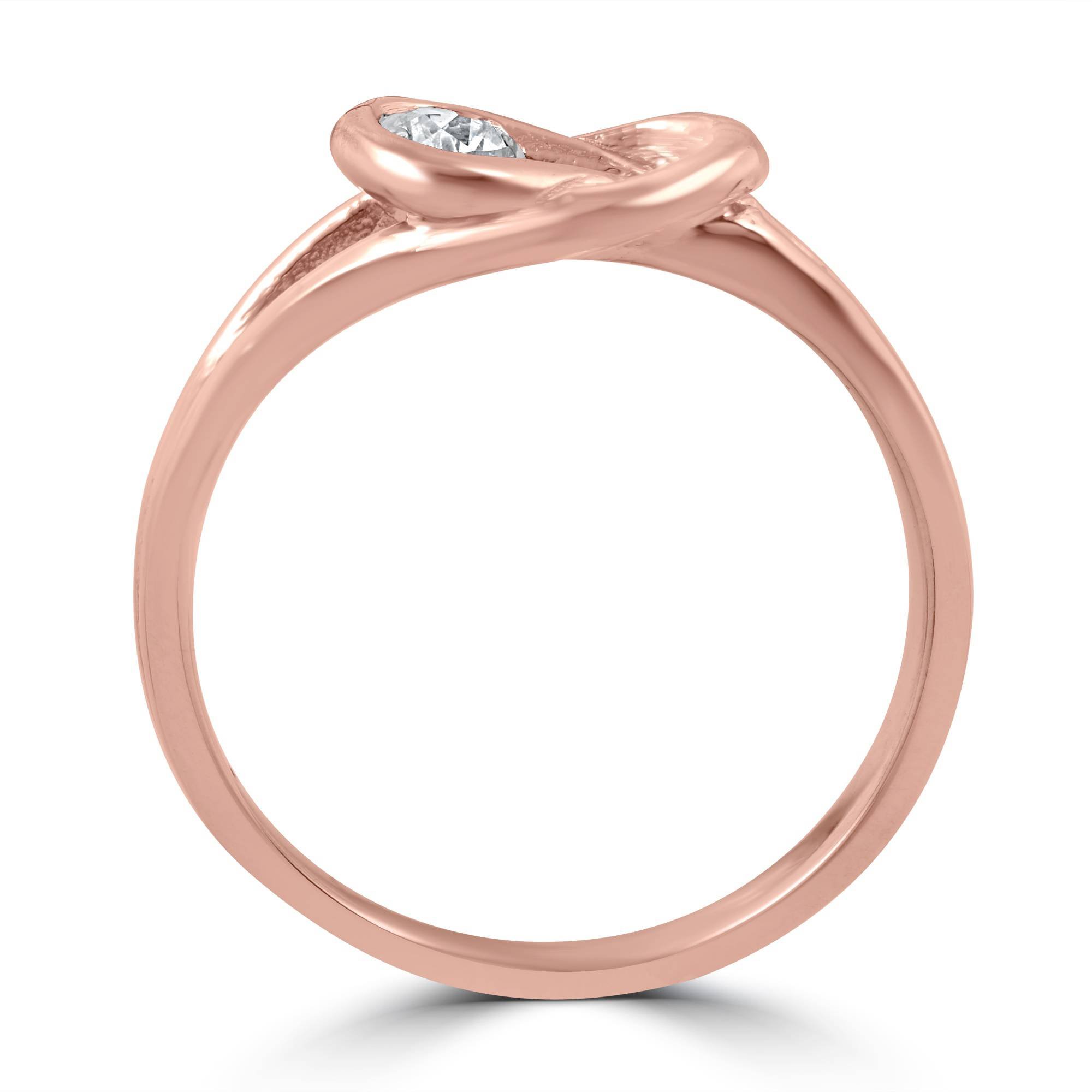 1/5 Carat Diamond Solitaire Knot Ring - Round Brilliant Cut 14K Rose Gold Engagement Ring for Women - Perfect for Weddings, Anniversaries & Romantic Gifts