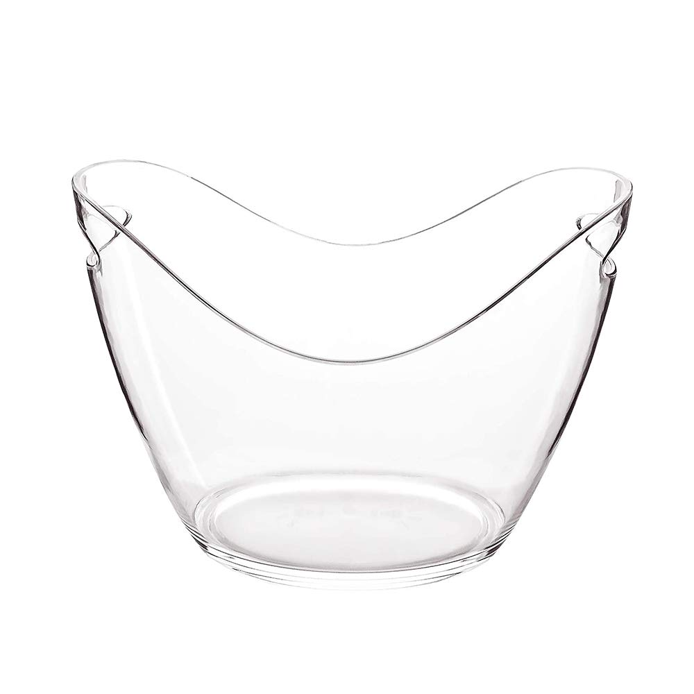 Premium Clear Plastic Ice Bucket - 8 Liter Food Grade Acrylic Drink Chiller for Wine, Champagne & Beer - Holds 4 Bottles - Perfect for Parties, Weddings & Outdoor Entertaining