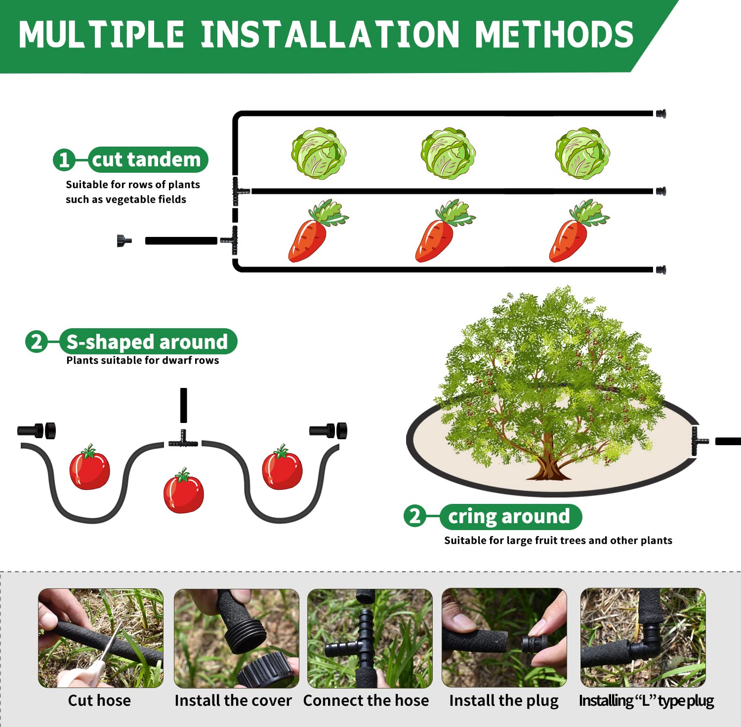 **75 Ft 1/2’’ Soaker Hose for Garden Beds - Efficient Drip Irrigation System for Watering Plants, Vegetables & Flower Beds - Perfect for Eco-Friendly & Low-Water Gardening**