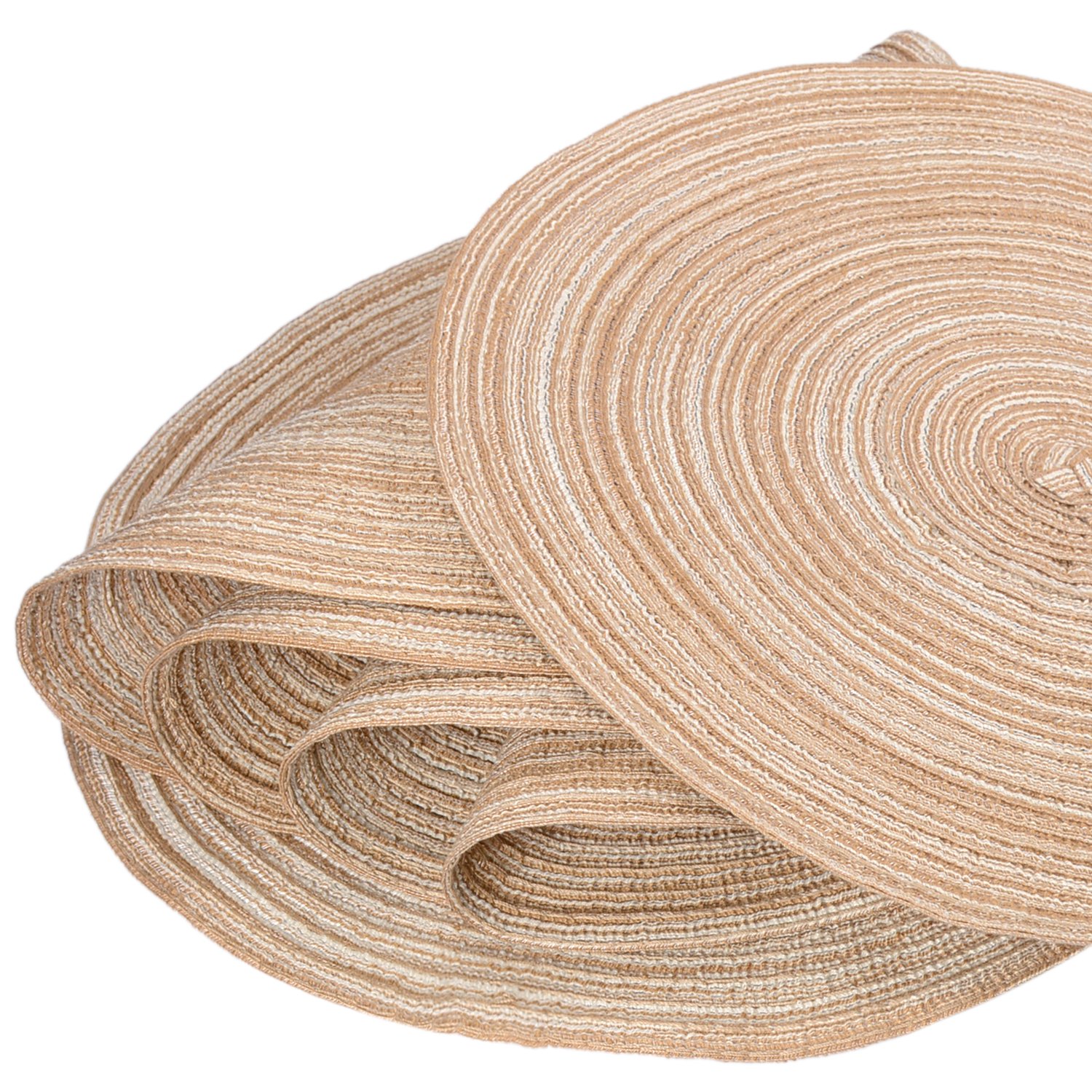 Braided Round Placemats Set of 6 - 15 Inch Washable Table Mats for Kitchen & Dining - Brown Woven Placemats for Everyday Use, Dinner Parties & Home Decor