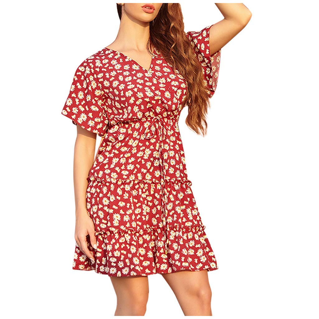 **Masbird Women's Summer Short Sleeve Sexy Mini Dress - Casual Flowy Dress for Women 2024 | Perfect for Beach, Party & Date Night**
