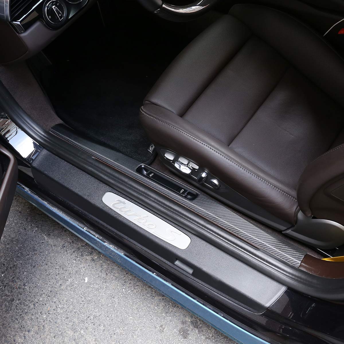 Premium Real Carbon Fiber Door Sill Protector for Porsche 911 & 718 (2016-2020) - Matte Finish | Interior Car Accessories | Scratch-Resistant & Stylish Upgrade for Sports Cars