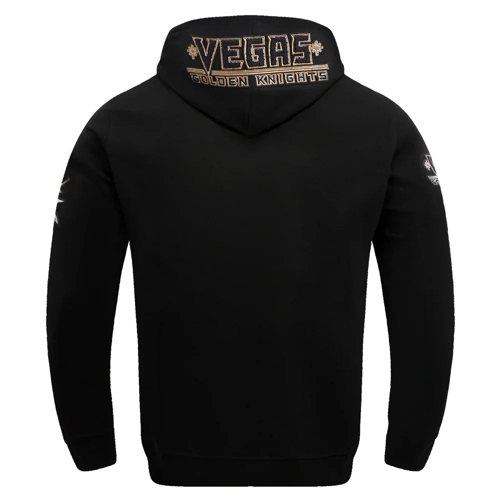 Men's Pro Standard Vegas Golden Knights Chenille Long Sleeve Hoodie - Black | Warm & Comfortable Pullover for Game Day, Winter Sports & Casual Wear