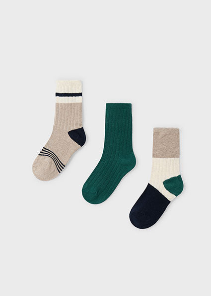 Boys' 3-Pack Color Block Crew Socks - Soft Cotton Blend for Kids | Alpine Style | Perfect for School, Sports & Everyday Wear