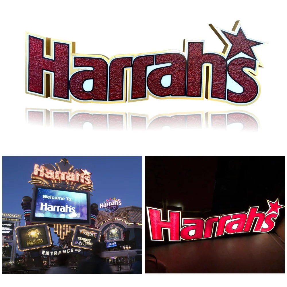 Original Vintage Harrah's Hotel Las Vegas Authentic Used Full Neon Sign - Perfect for Casino Themed Decor, Man Cave, or Retro Bar Lighting