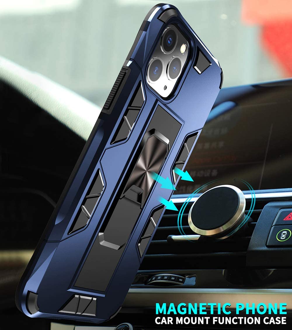 Military Grade Shockproof iPhone 11 Pro Max Case with Tempered Glass Screen Protector & Kickstand - Rose Gold Protective Phone Cover for Outdoor, Travel, and Daily Use