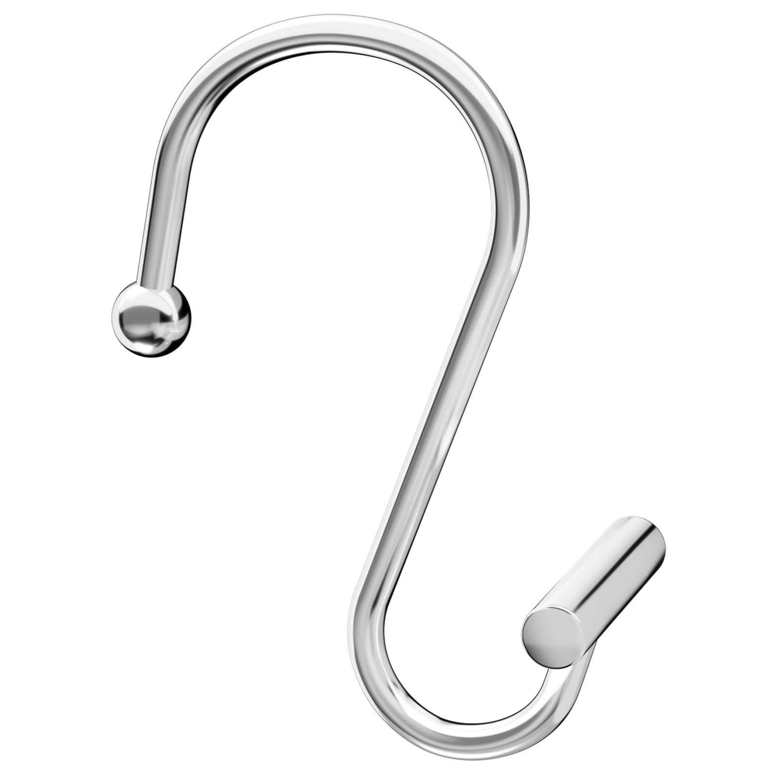 Rustproof Metal Shower Curtain Hooks - 12 Pack Chrome T-Shaped Rings for Bathroom Curtain Rods | Decorative & Durable Bath Accessories for Home, Apartment, Hotel Use