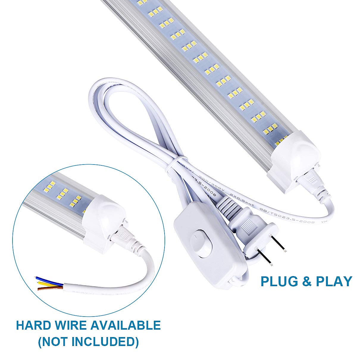 4FT LED Shop Light - 75W 9000LM 6000K Cold White, 3-Row Clear Cover High Output Linkable T8 LED Tube Lights for Garage, Warehouse & Workshop (Pack of 25) - Energy Efficient Bright Lighting Solution for Industrial & Commercial Spaces