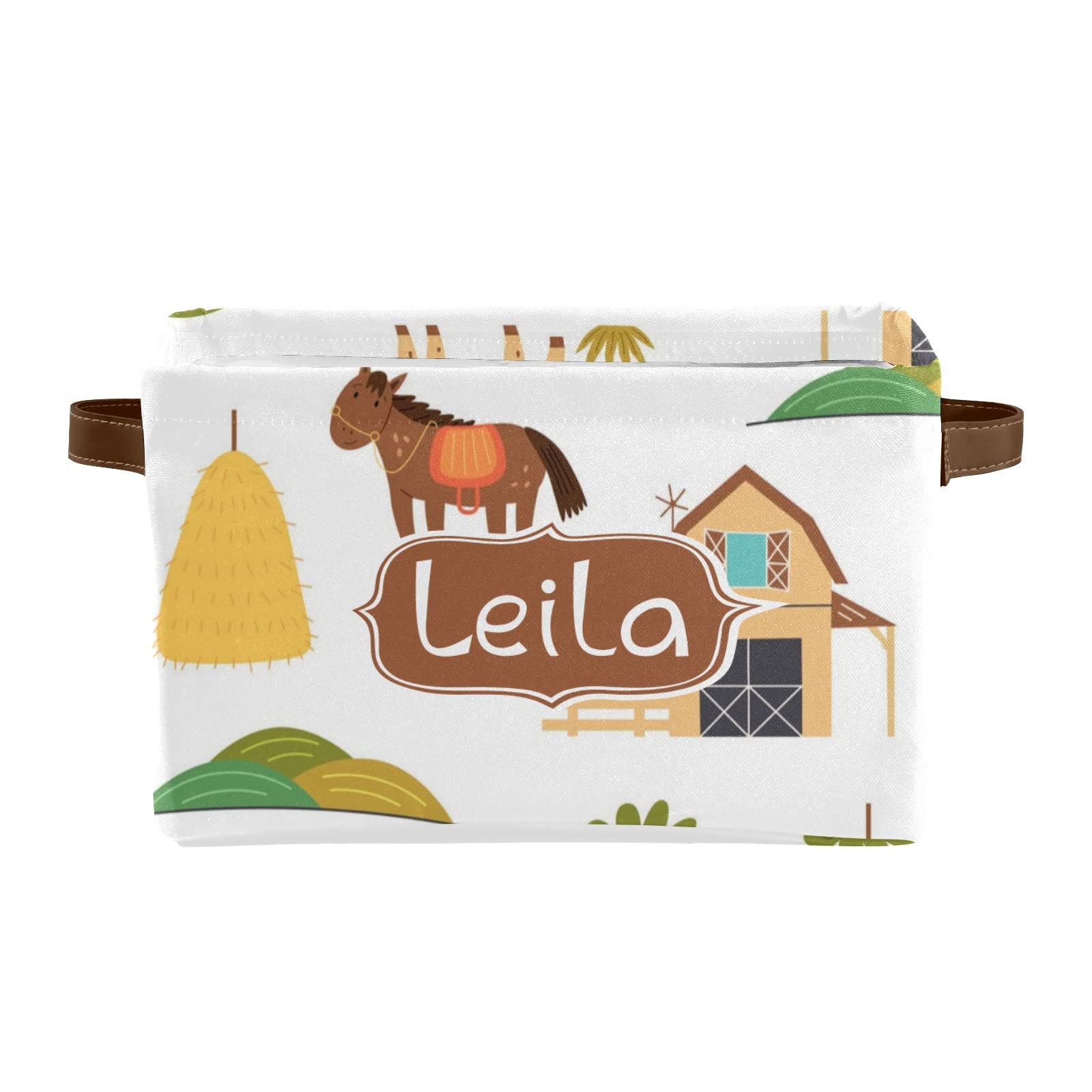 Personalized Animal-Themed Storage Baskets with Handles - Horse & Cow Design Dog Toy Organizer (4-Pack) - Perfect for Pet Supplies, Kids' Room Organization & Home Decor