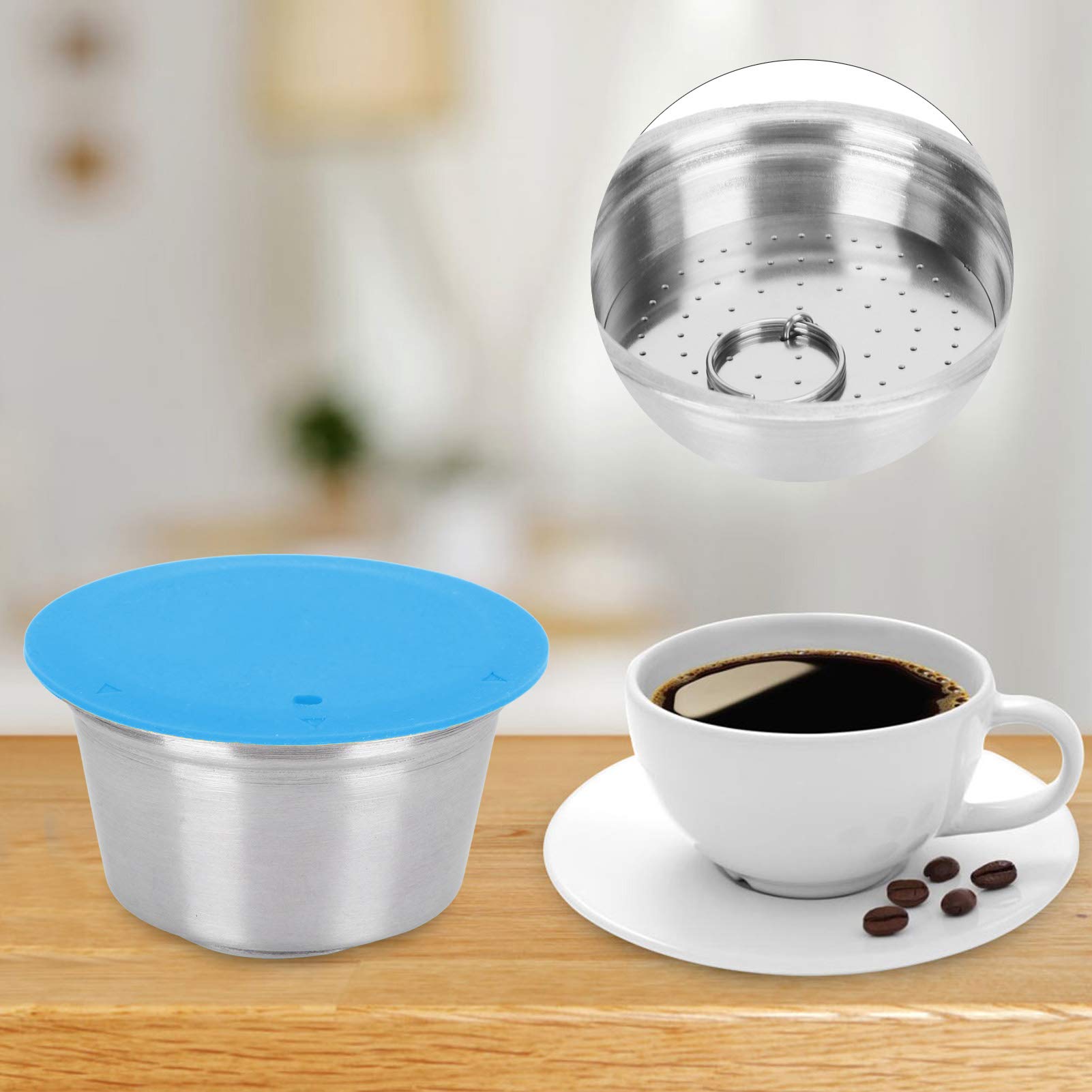 Refillable Stainless Steel Coffee Pods for Dolce Gusto - 53mm Reusable Capsule Filters (Blue) | Perfect for Home, Office & Travel Use with Your Coffee Maker