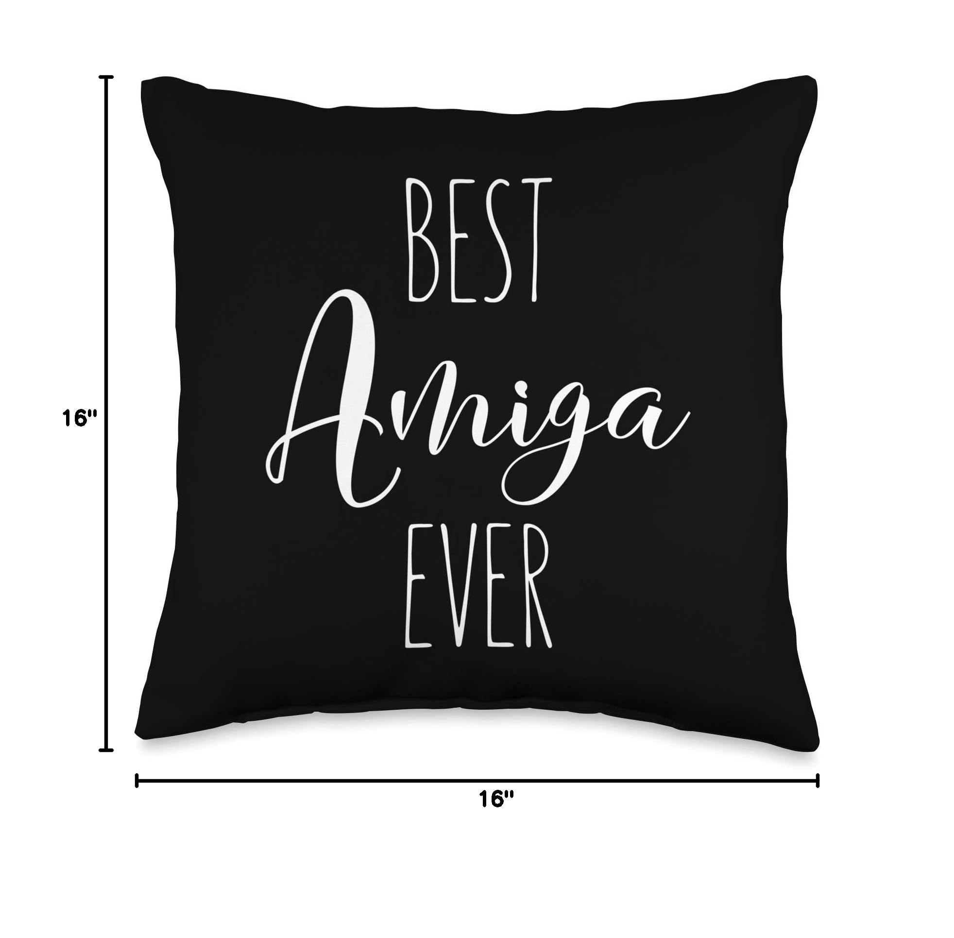 Best Amiga Ever - Funny Spanish Friend Throw Pillow - Perfect for Sofas, Beds, and Gift Giving