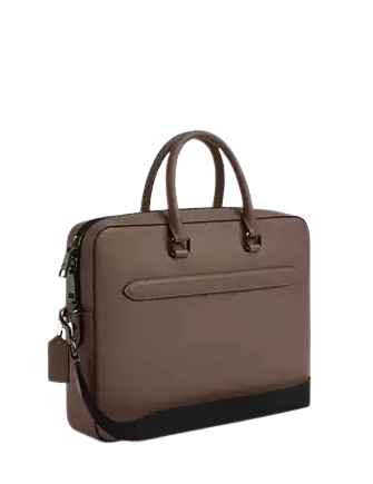 Coach Ethan Slim Briefcase for Men - Premium Leather Business Laptop Bag with Shoulder Strap - Perfect for Office, Work, Travel & Business Meetings