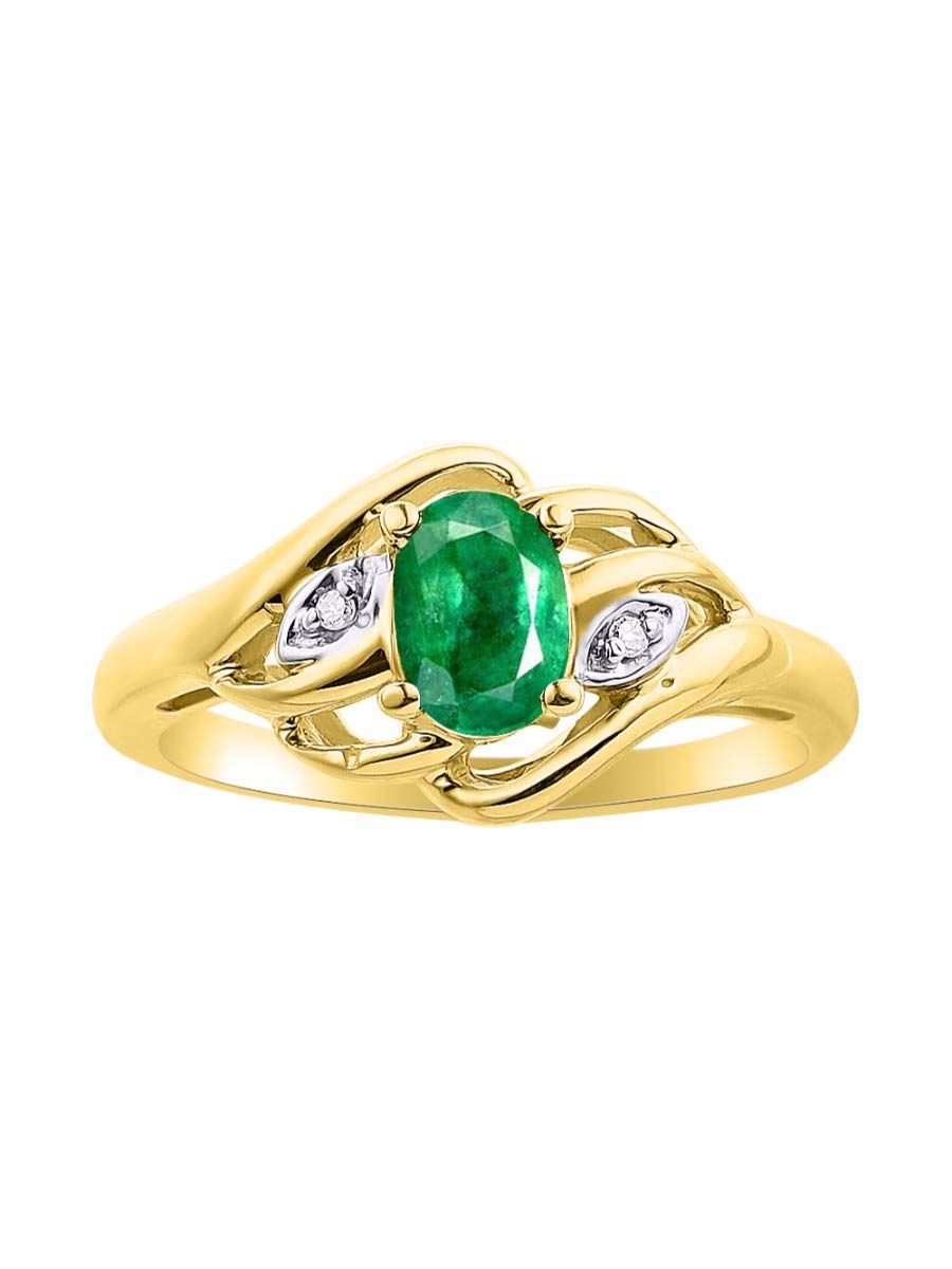 RYLOS 14K Gold Plated Sterling Silver Birthstone Ring for Women - 6X4MM Gemstone & Diamond Jewelry, Classic Style Rings in Sizes 5-10 | Perfect for Gifts, Anniversaries, Birthdays & Everyday Wear