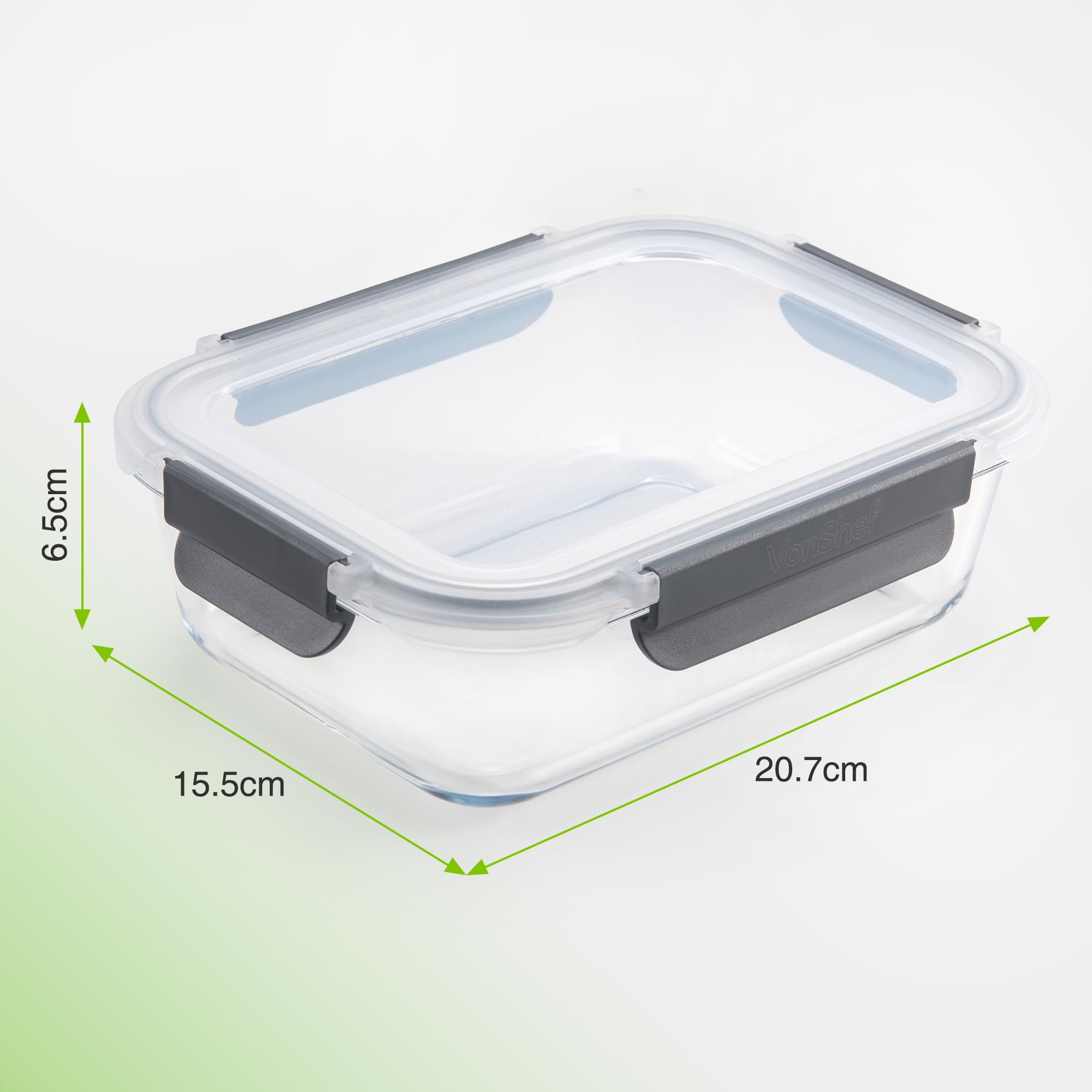 VonShef 5-Piece Glass Meal Prep Containers with Lids - 1L Airtight Food Storage Containers, Oven & Dishwasher Safe, Leakproof for Lunch Boxes & Batch Cooking - Perfect for Meal Prepping, Leftovers & Office Lunches