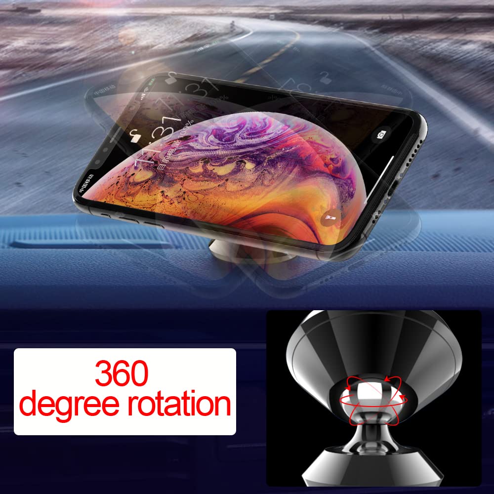 3 Pack Magnetic Phone Car Mount with Strong Adhesive - Heavy Duty Stick-on Phone Holder for Car Dashboard & Windshield - Includes Black Metal Plates for Secure Hands-Free Driving (Perfect for Commuting, Road Trips & GPS Navigation)