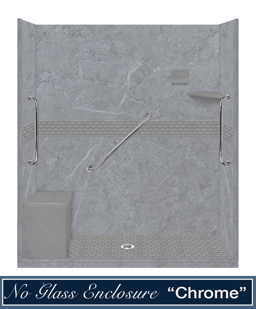 Freedom Grio Marble Classic Alcove Shower Enclosure Kit - Waterproof Bathroom Upgrade for Modern Homes, Easy Installation & Durable Design, Perfect for Small Spaces & Renovations