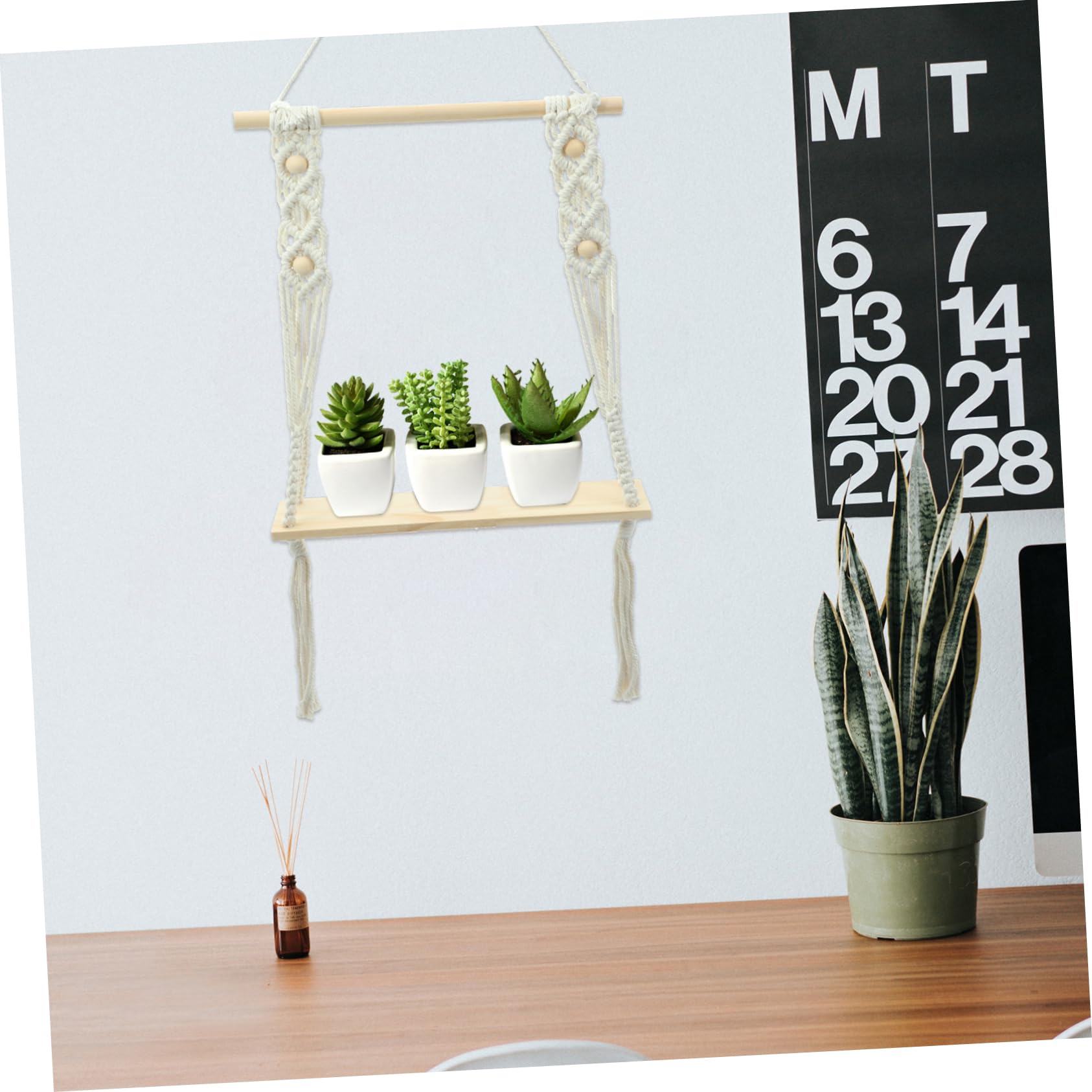 WATIIFUFU Wooden Wall Shelf Set - Rustic Floating Shelves for Home Decor, Hanging Plant Shelf, Wall Mounted Storage - Perfect for Living Room, Bedroom, Bathroom & Office Organization