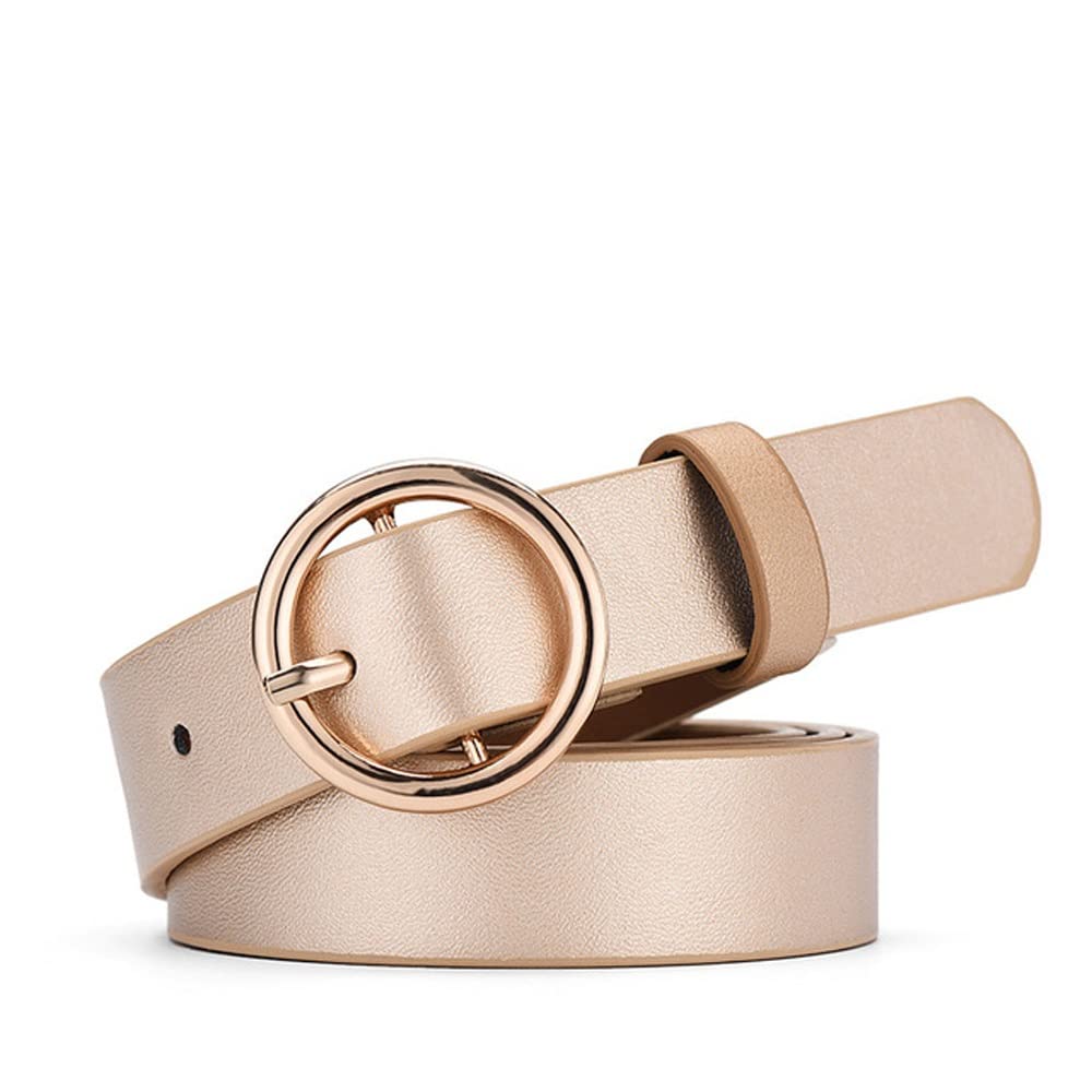 Stylish Gold Pin Buckle Solid Color PU Leather Belt for Women - 105CM Casual Fashion Accessory | Perfect for Office, Jeans & Everyday Outfits
