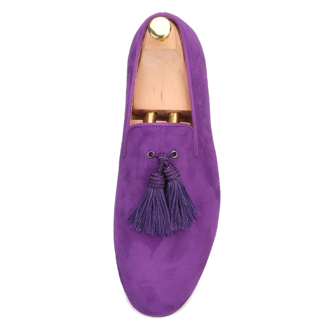 FERUCCI Men's Purple Suede Loafers with Tassel - Comfortable Slip-On Shoes for Casual Wear, Home & Office