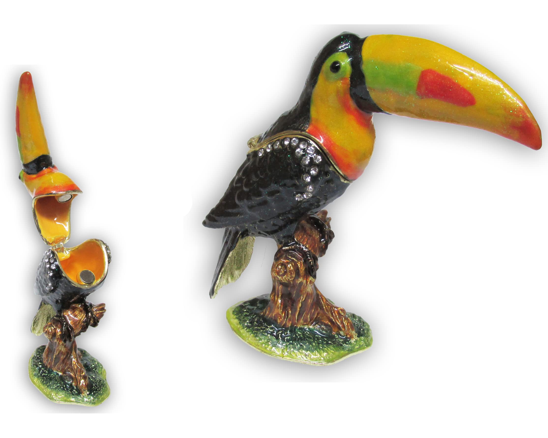 Exquisite Toucan Jewelry Box with Genuine Austrian Crystals - Perfect for Jewelry Storage, Gift Giving & Home Décor