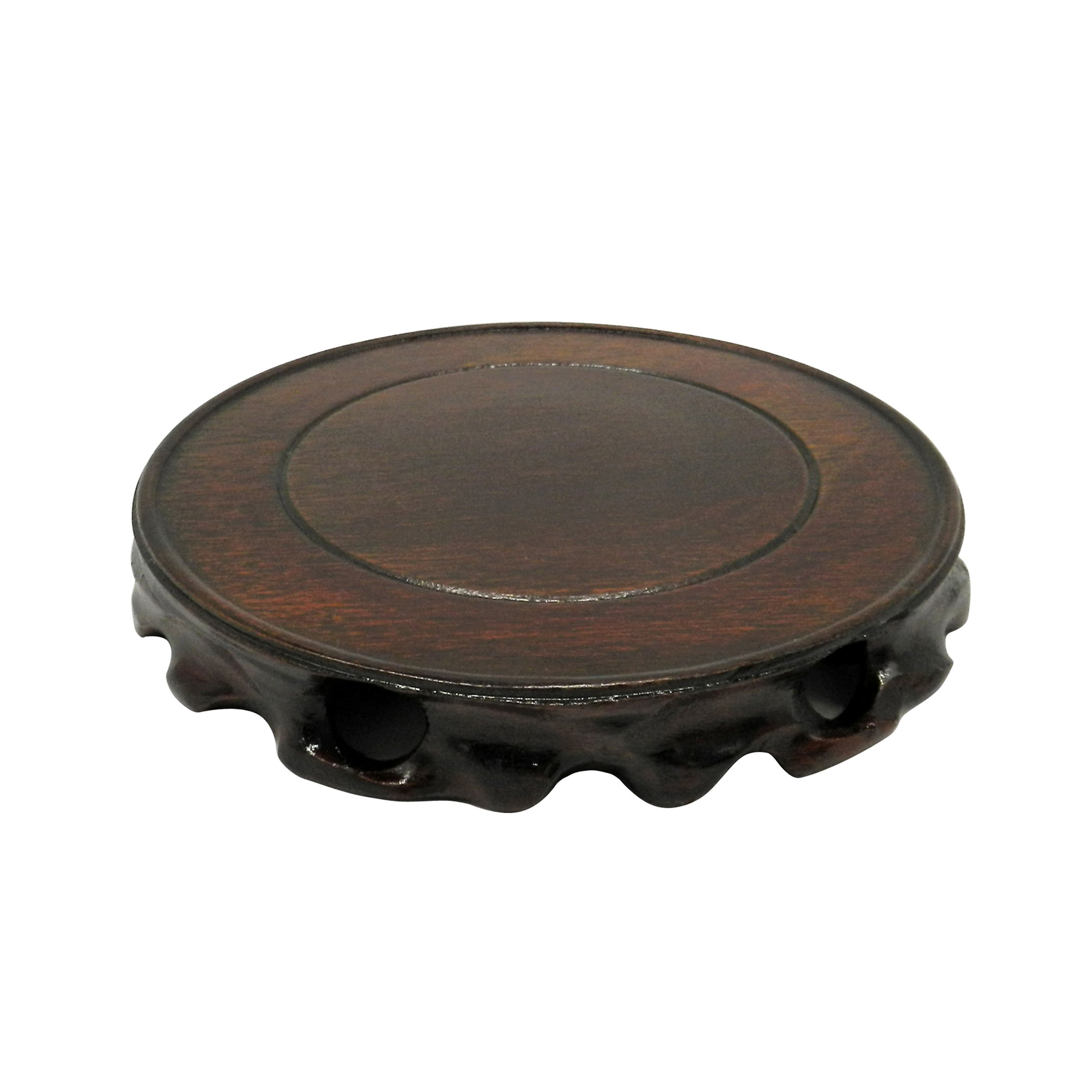 Rustic Vintage Rosewood Circular Display Stand - Pedestal for Vase, Pot, Fishbowl | Home Decor, Wedding Centerpiece, Farmhouse Decor